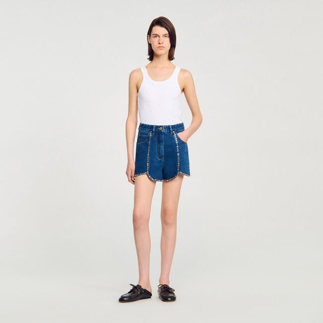 Short denim met stras
