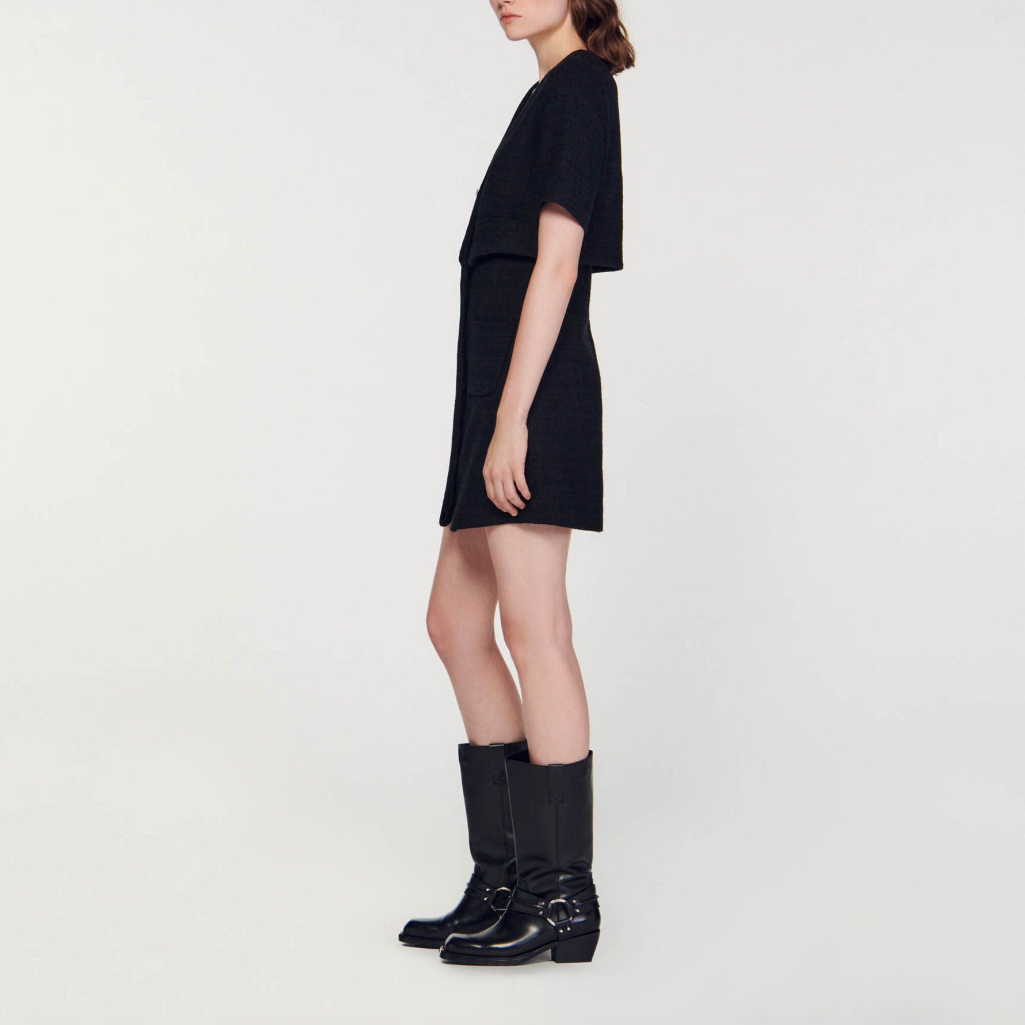 Korte jurk van tweed