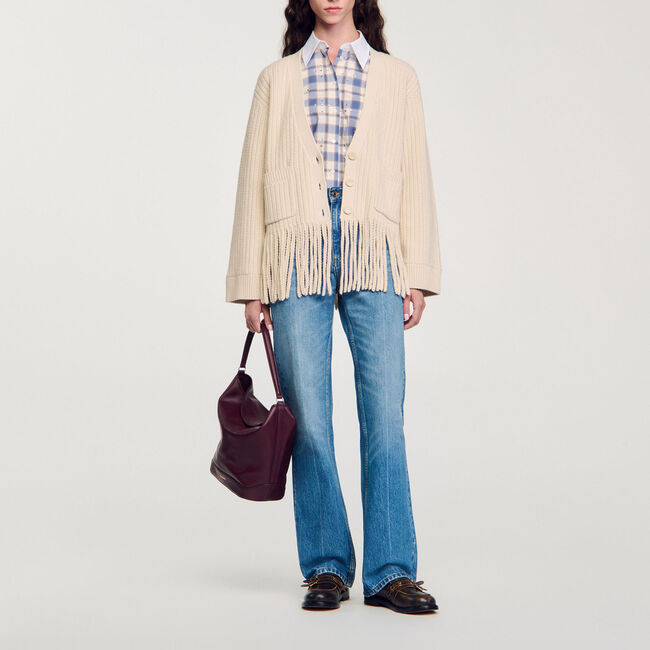 Cardigan vest gebreid met ruches