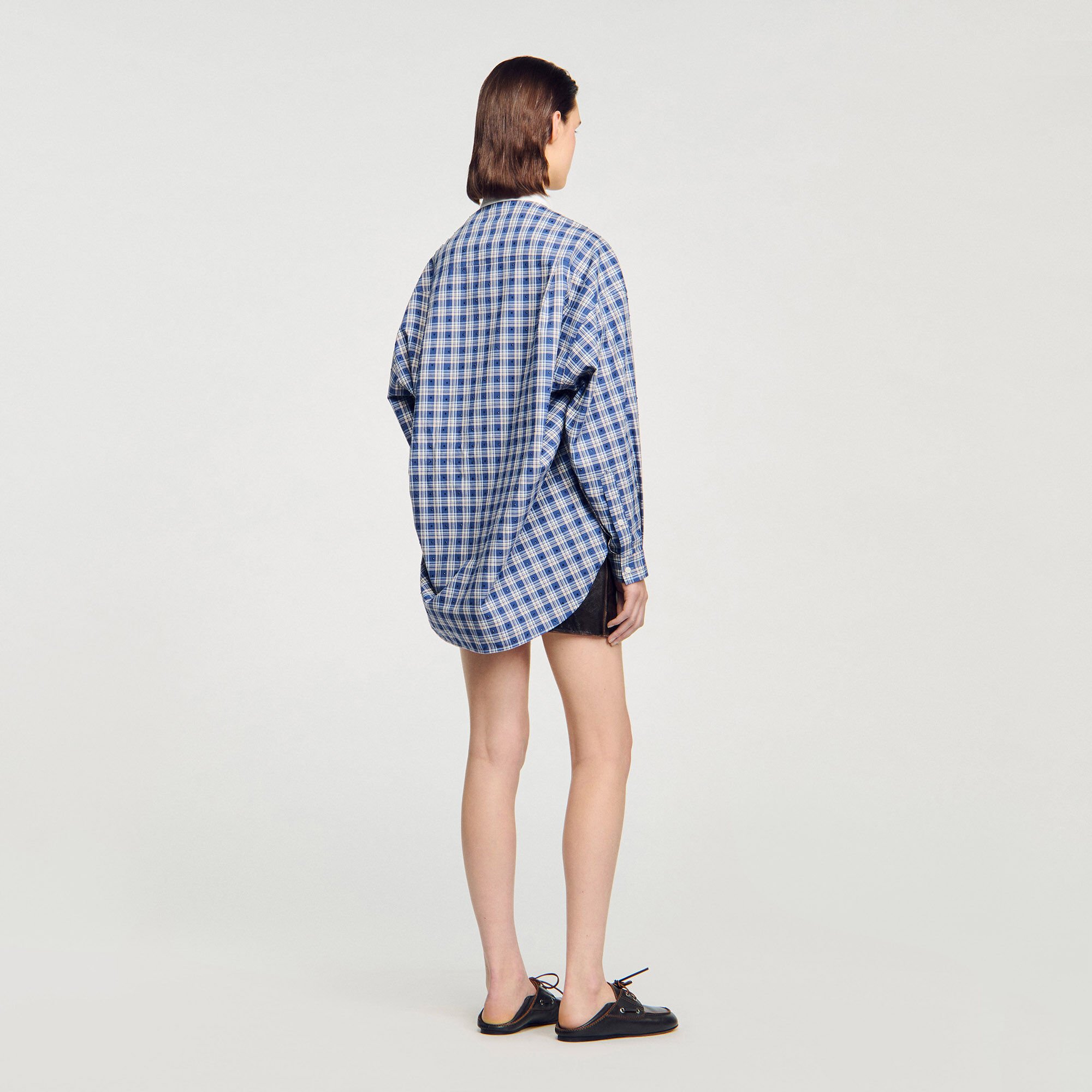 Overhemdblouse geruit met stras