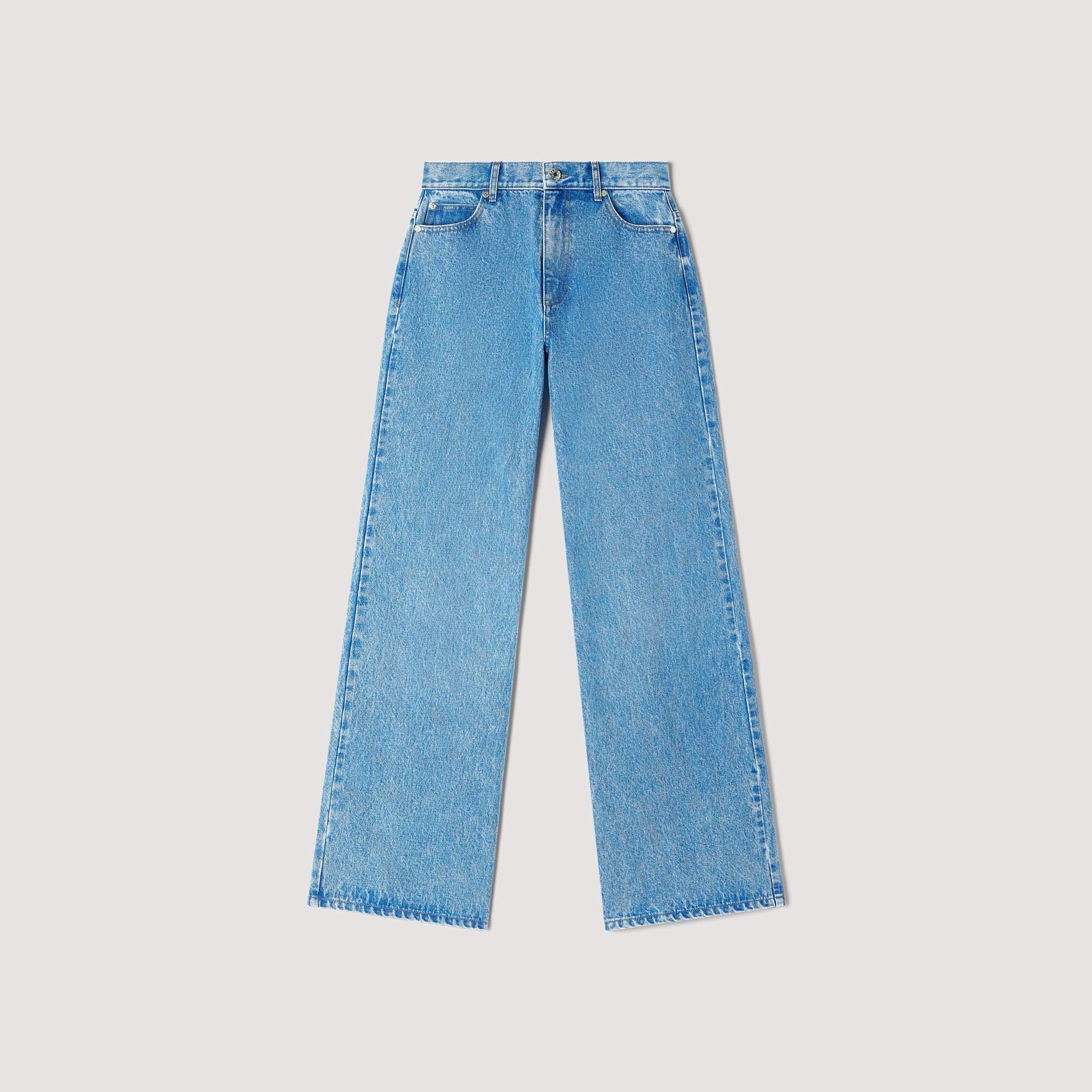 Rechte wijde jeans stone washed