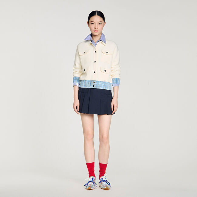 Cardigan vest met denim