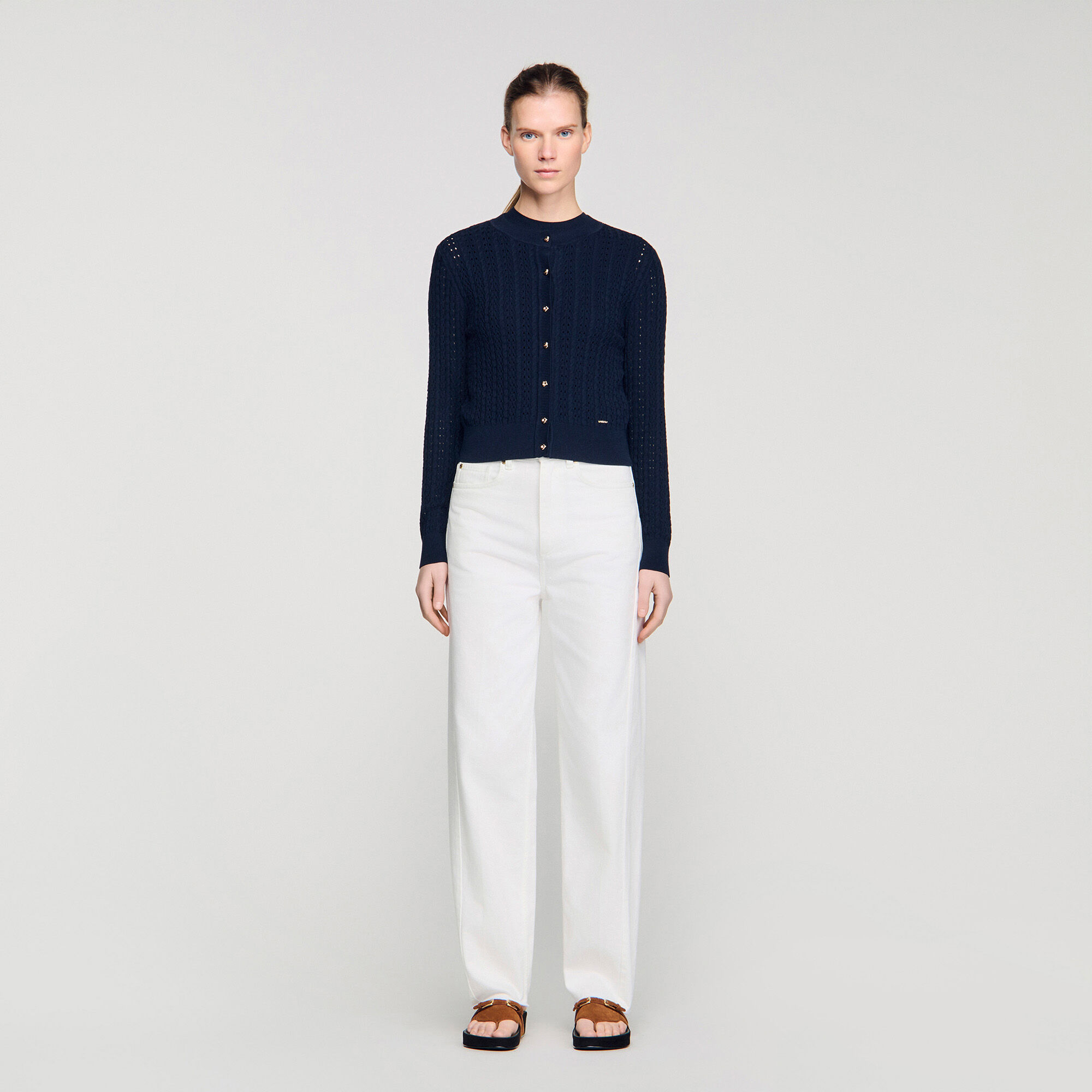 Kort gebreid vest met textuur