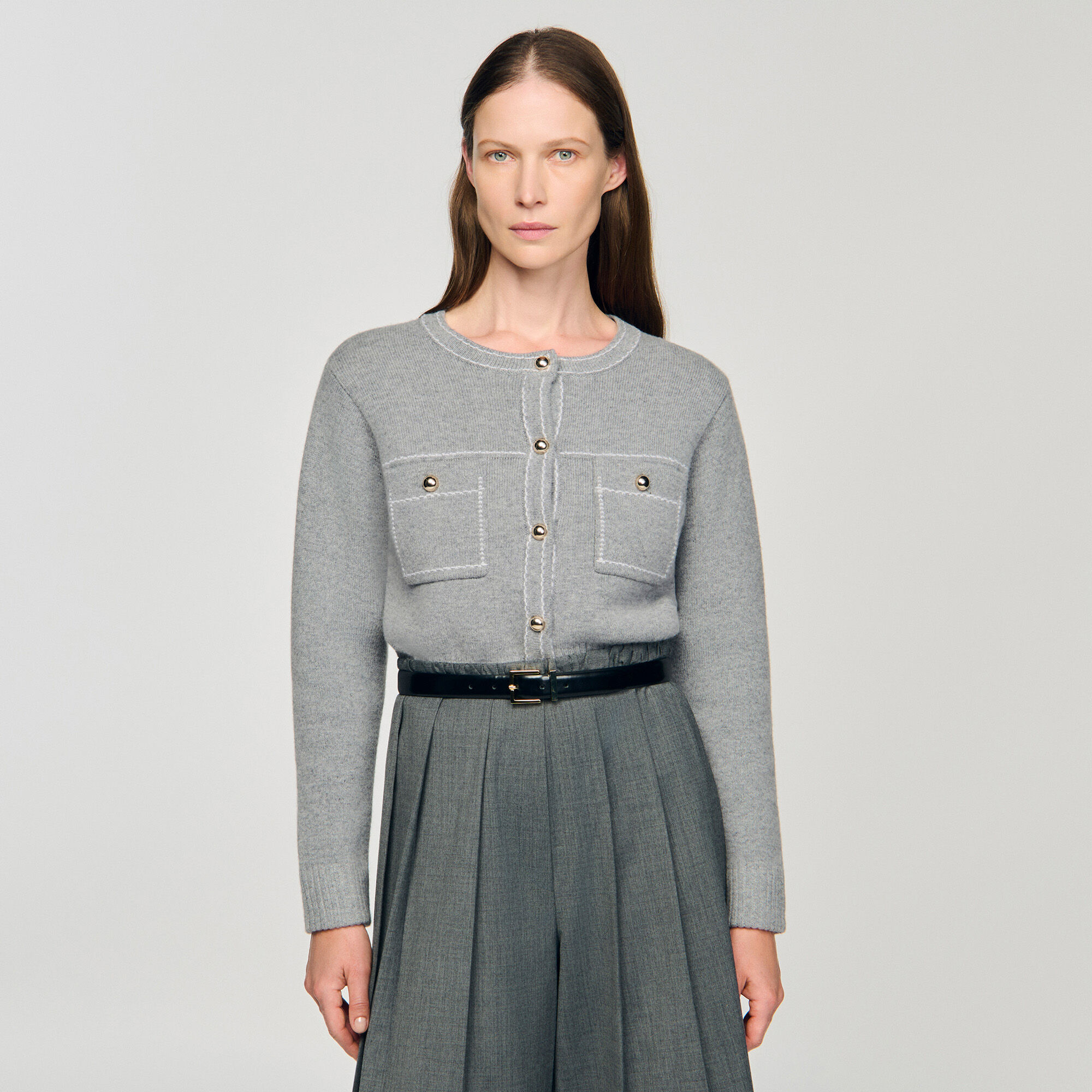 Cardigan met contrasterende stiksel
