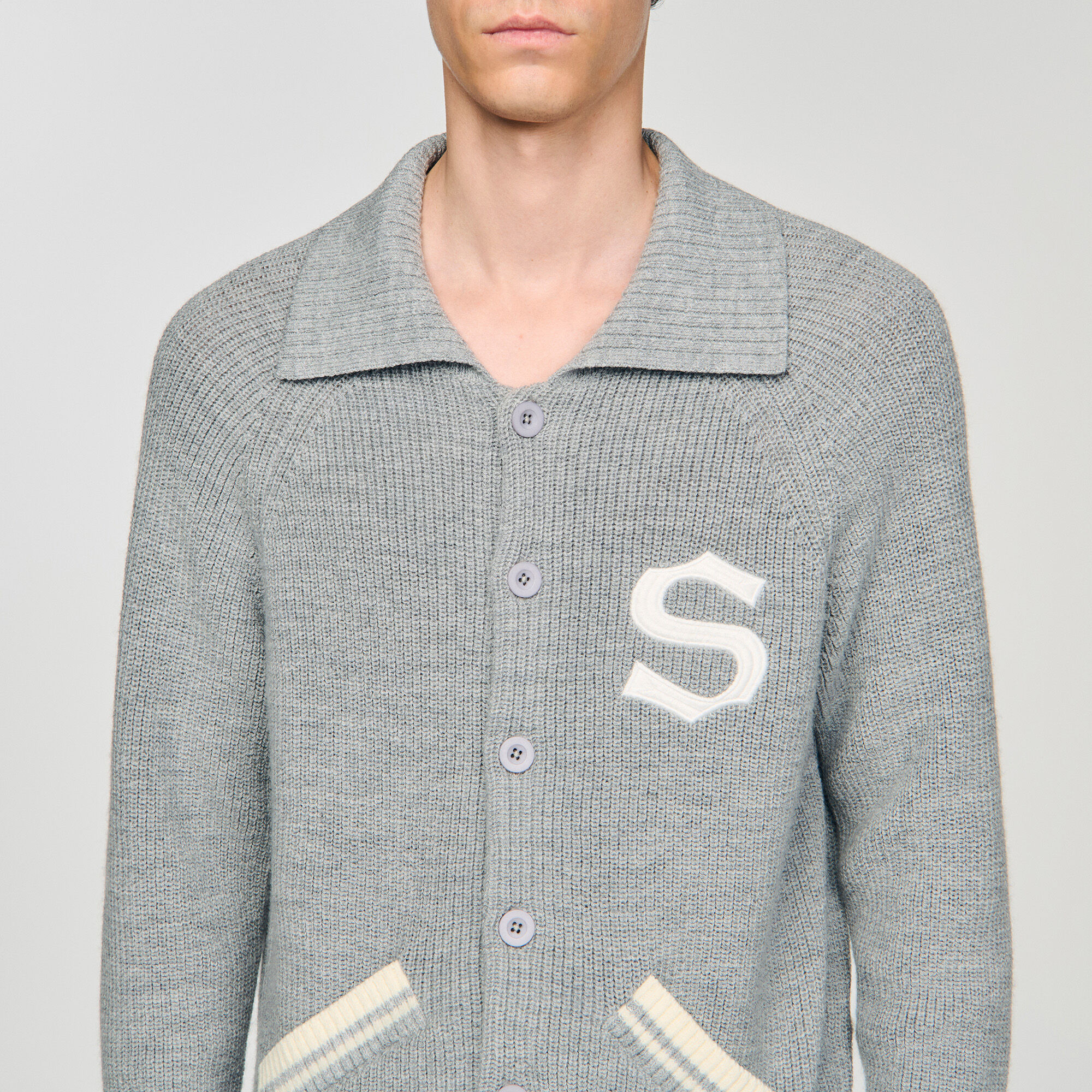 Wollen vest met patch S