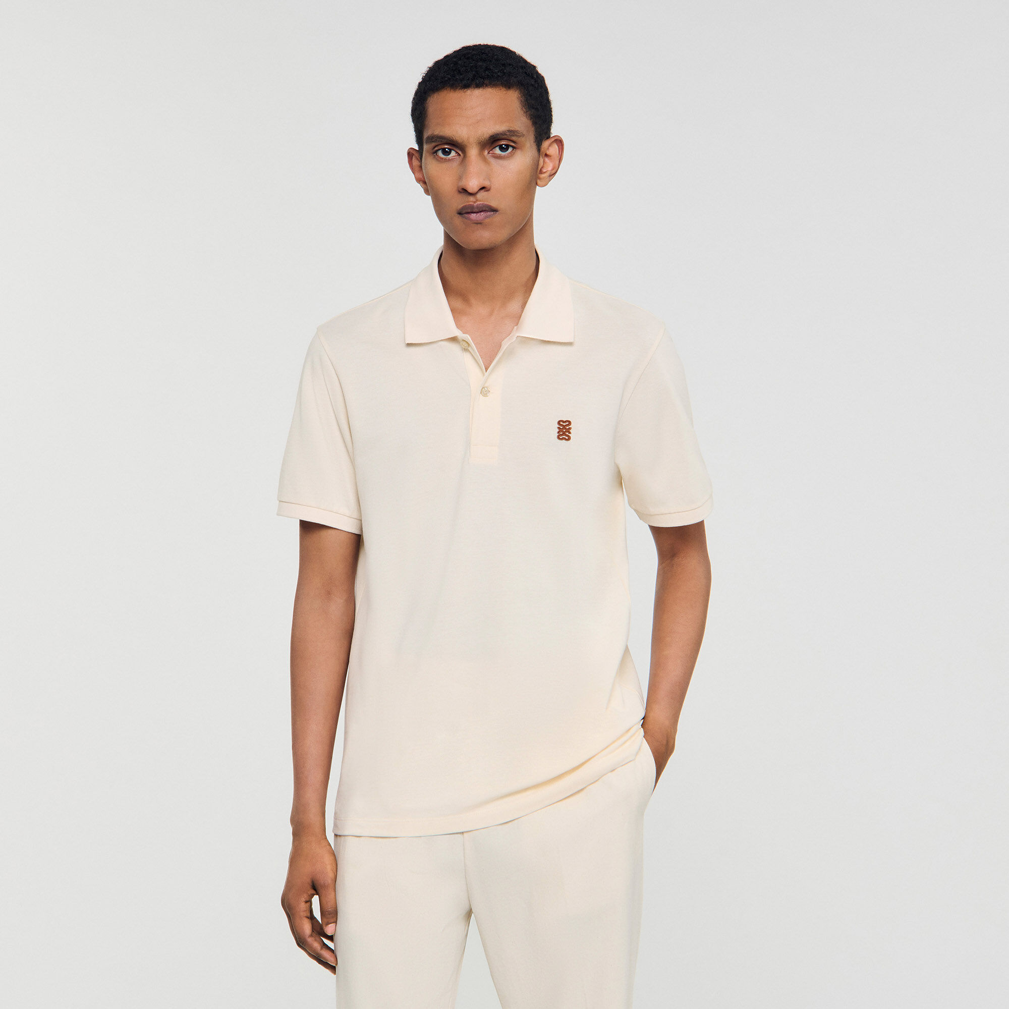 Poloshirt met leren logo