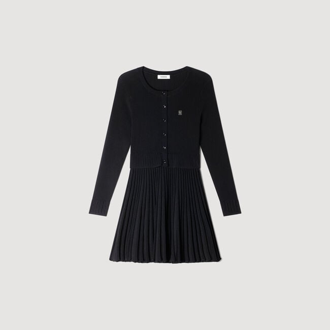 Korte jurk pliss&eacute; tricot