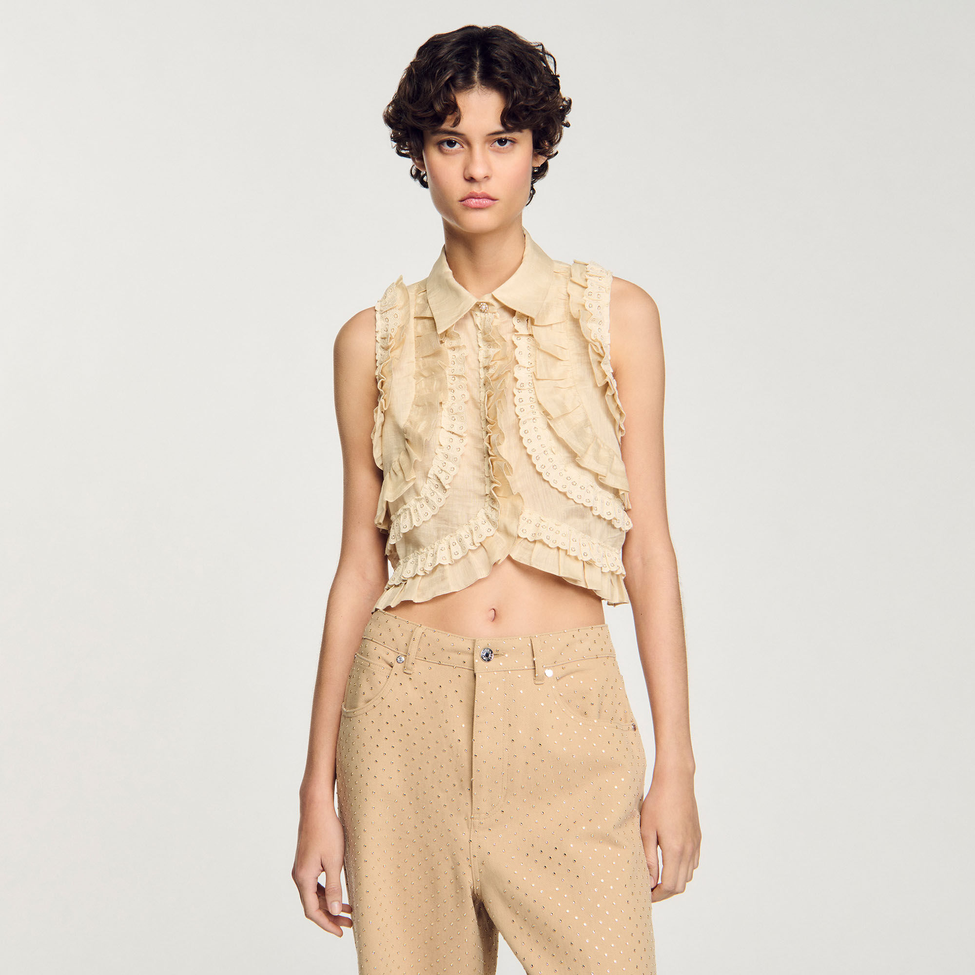 Overhemdblouse kort met volants
