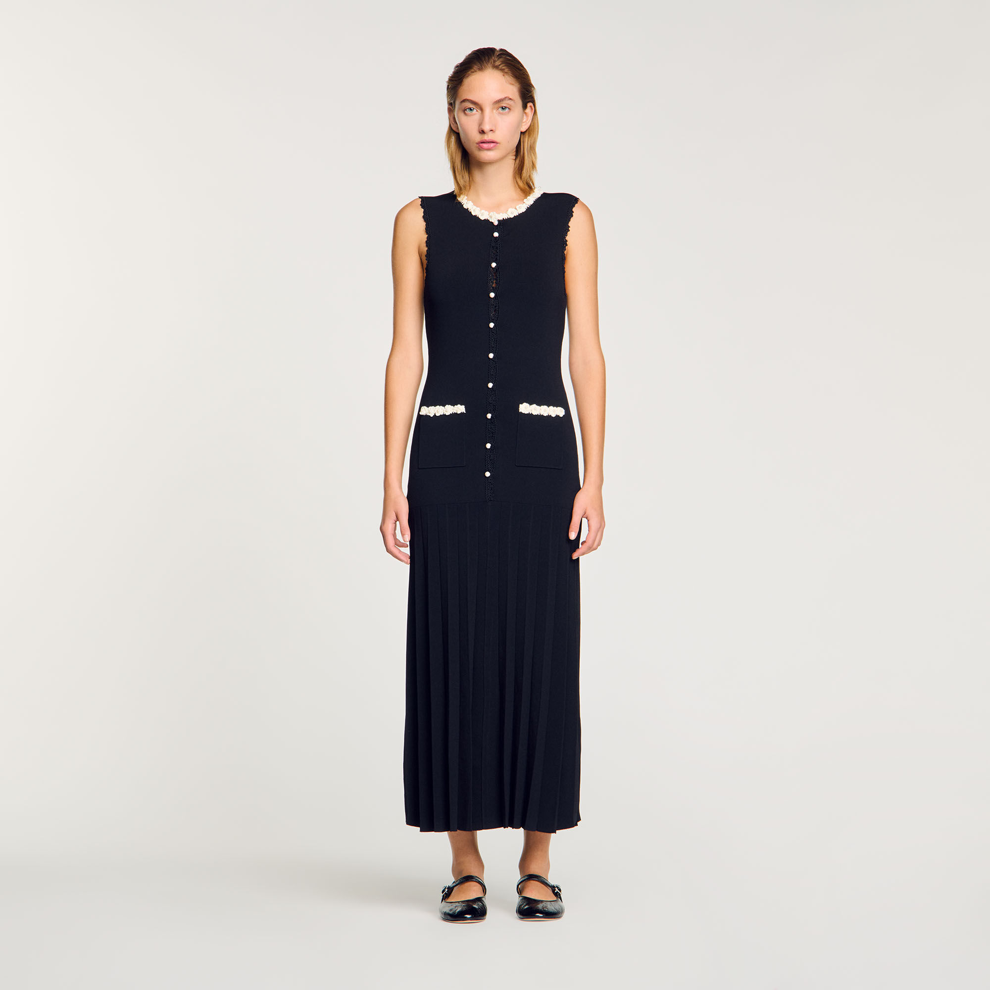 Lange jurk met gehaakte details