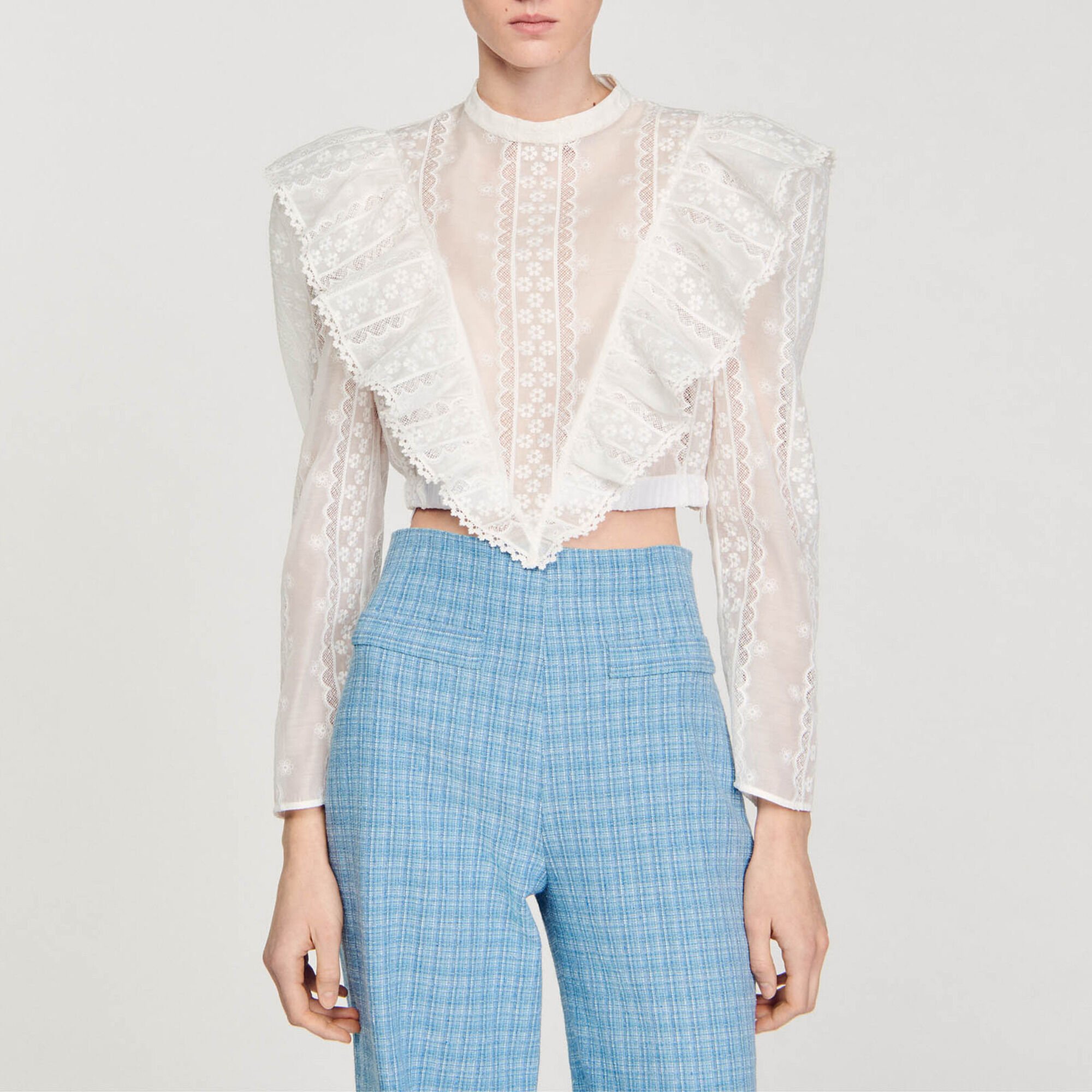 Korte top Broderie Anglaise