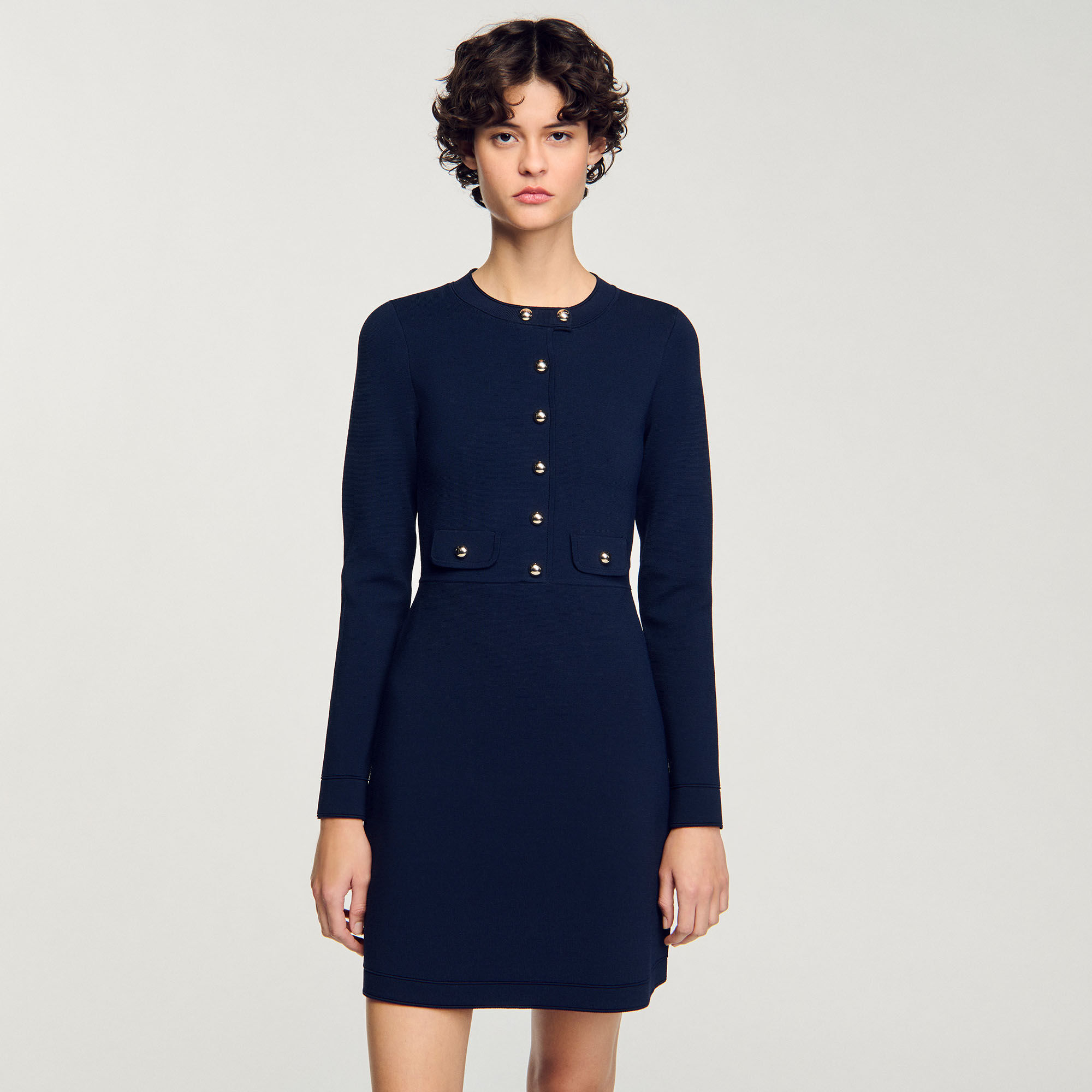 Korte jurk tricot knoopsluiting