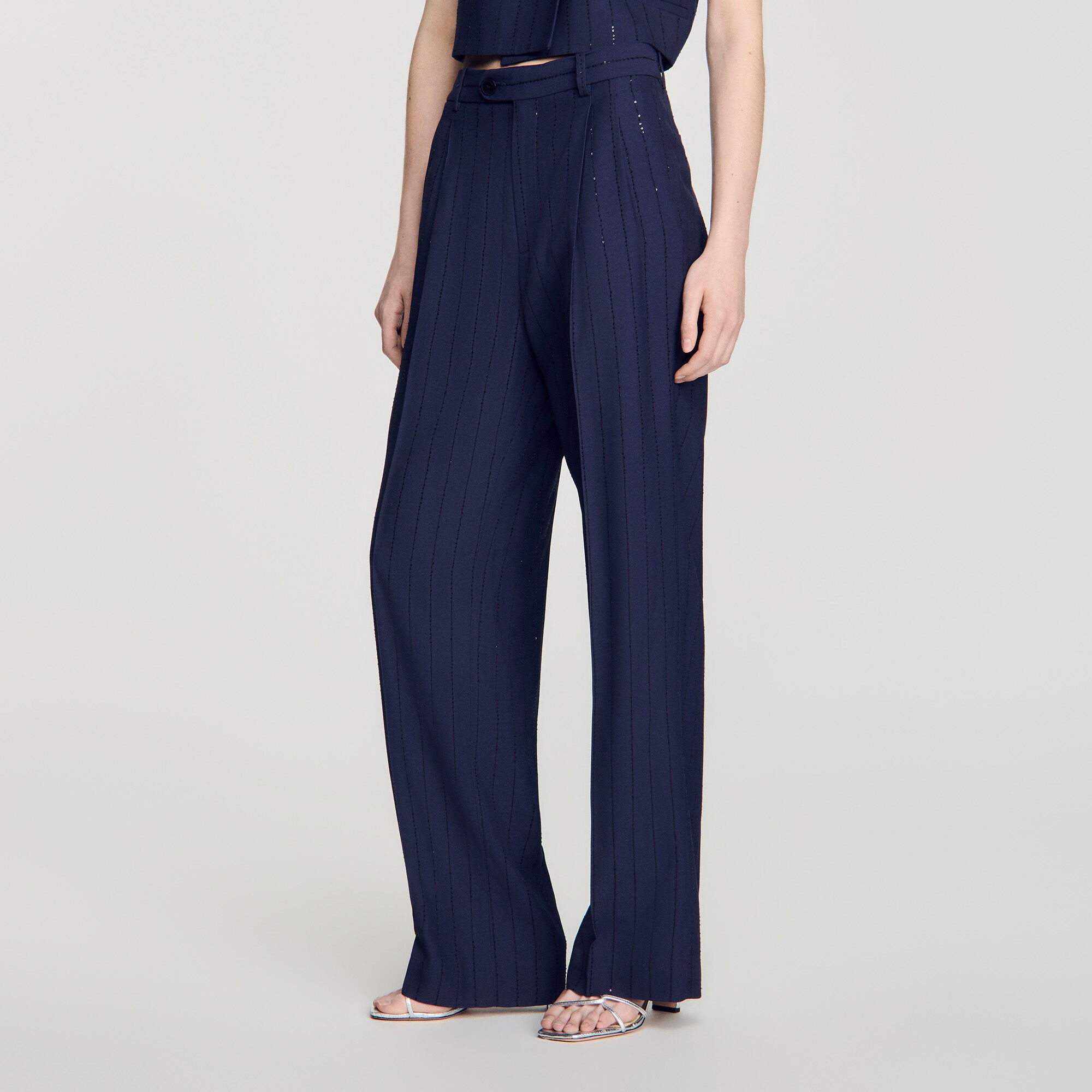 Gestreepte pantalon met pailletten