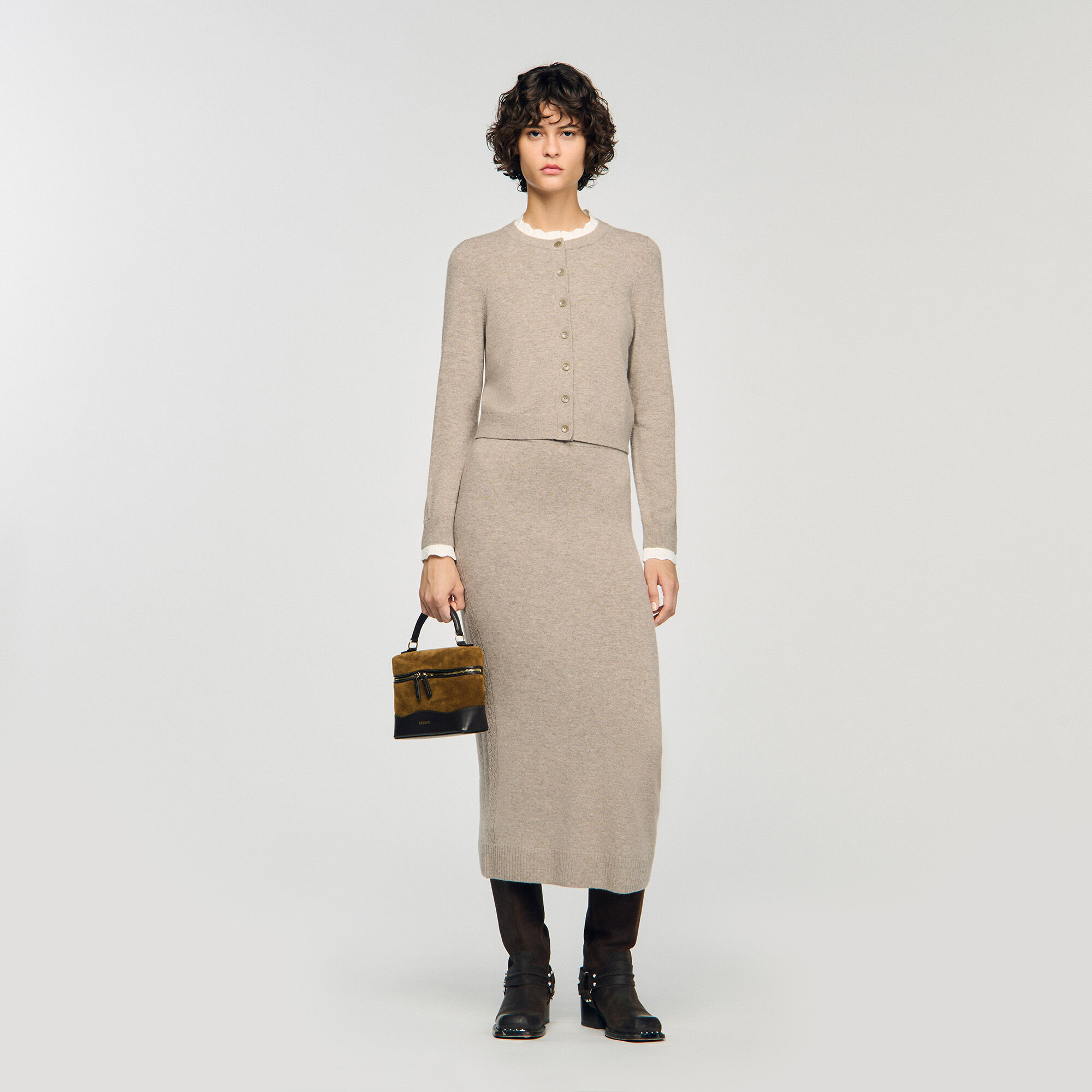 Cardigan vest contrasterende kraag