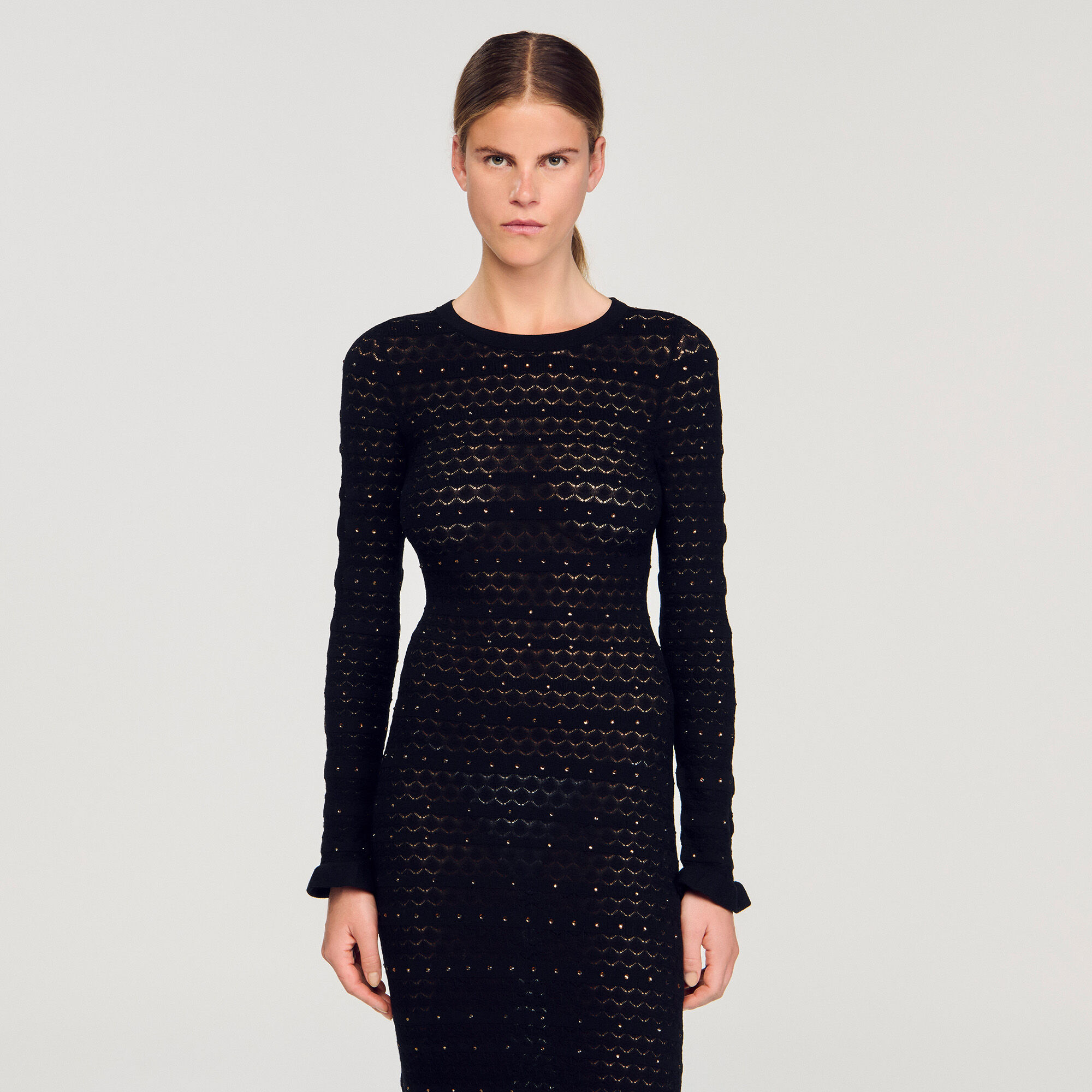Lange jurk tricot met stras