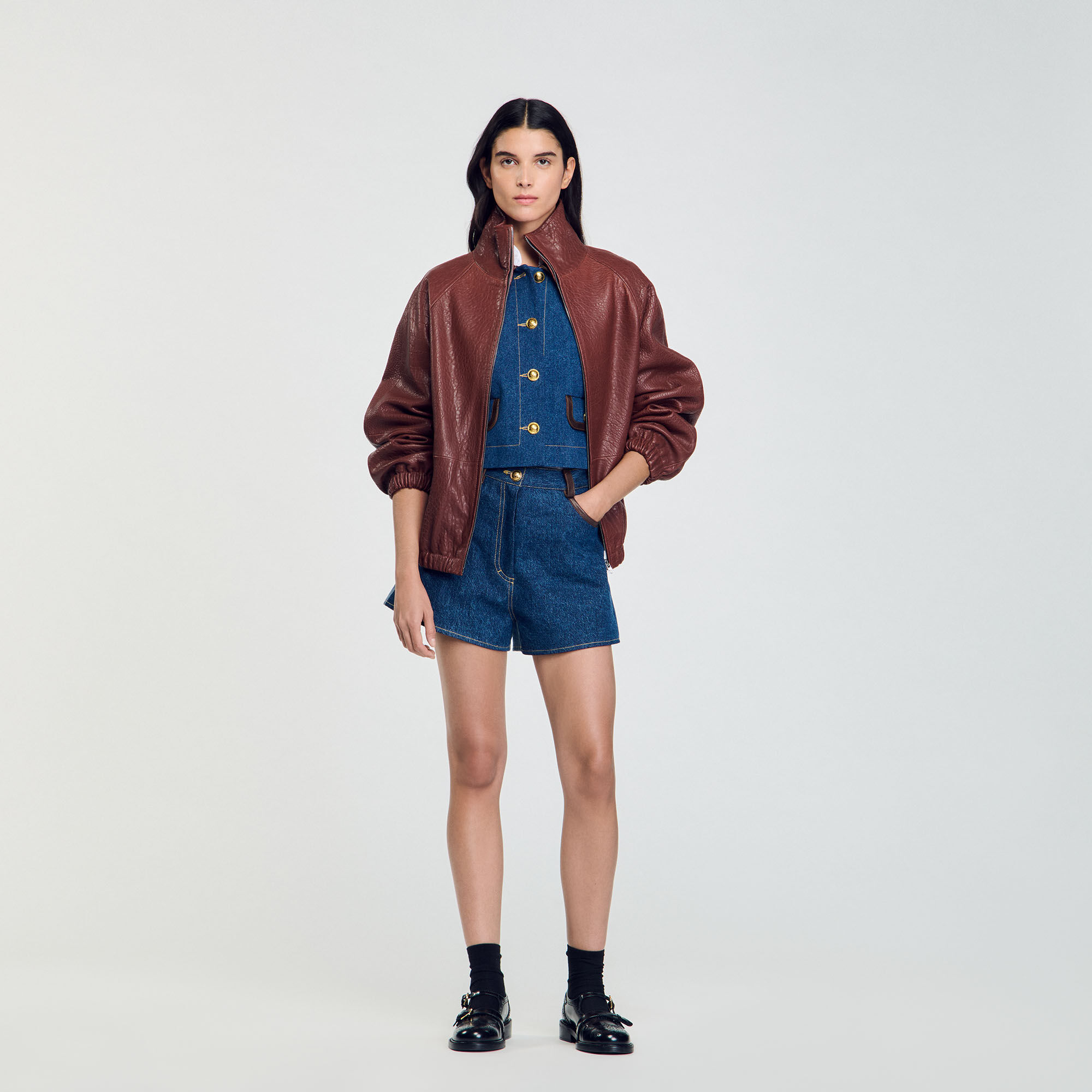 Leren jack oversized