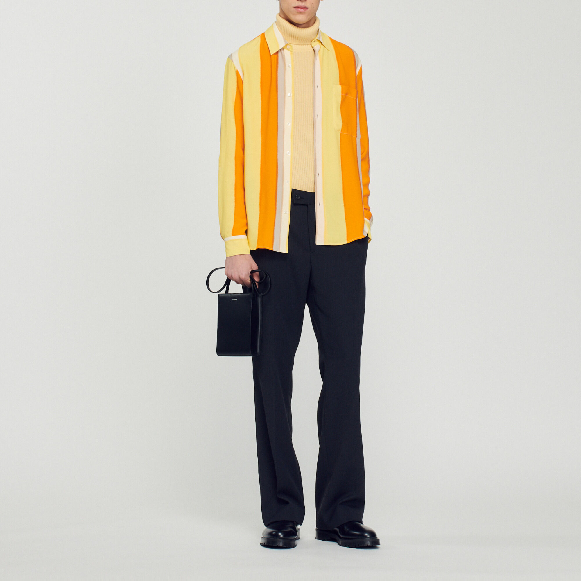 Soepelvallende strepenblouse, lange mouw