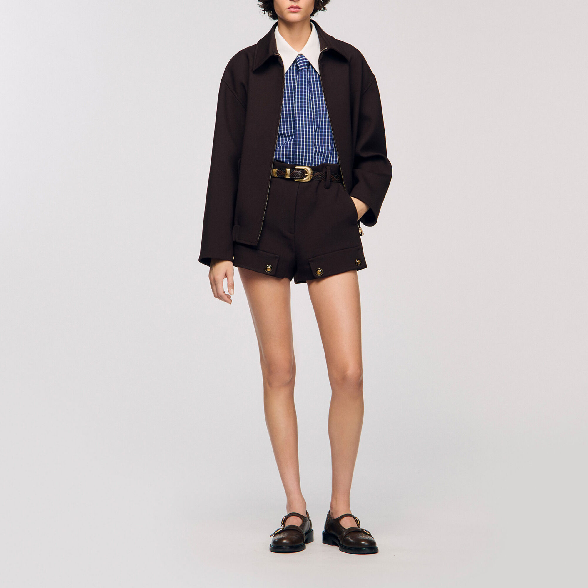 Overhemdblouse ruit en stropdas - Vrouw | Sandro
