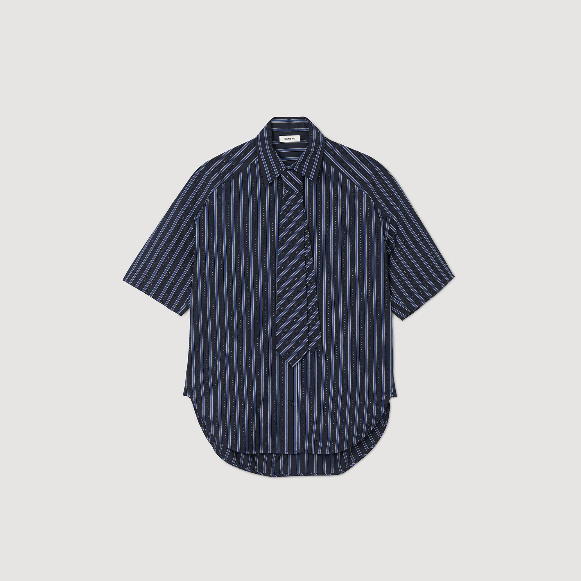 Overhemdblouse met stras en stropdas