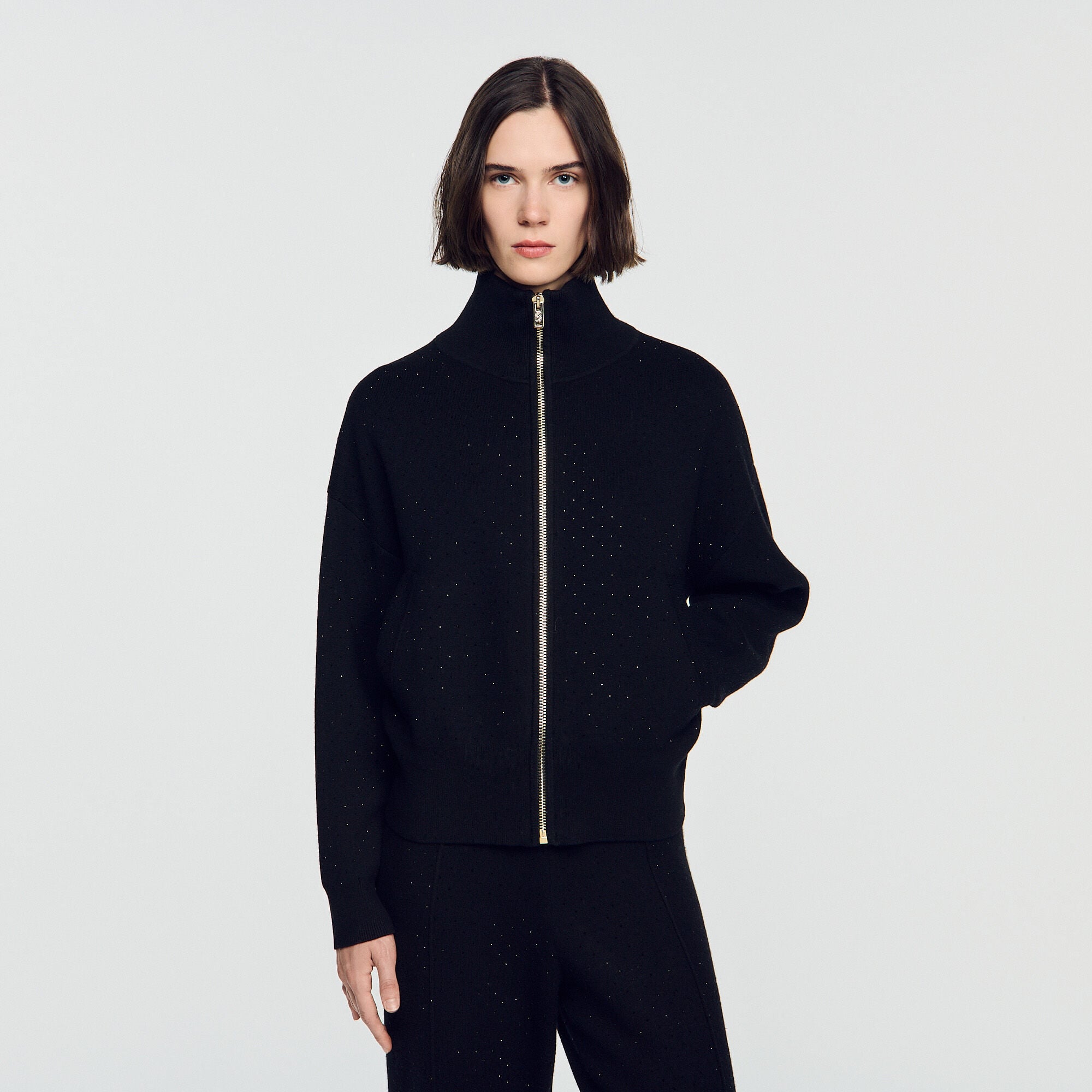 Vest met opstaande kraag en stras - Vrouw | Sandro