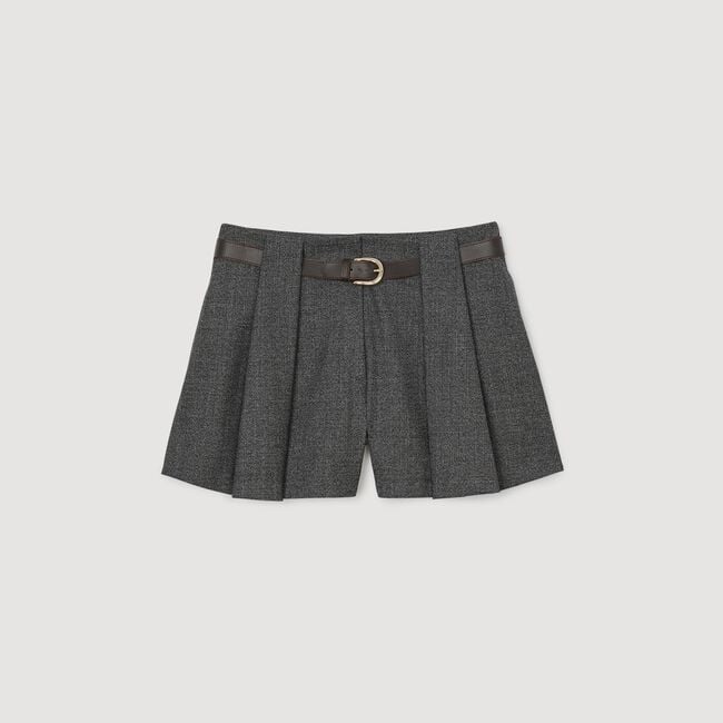 Geplooide short met ceintuur