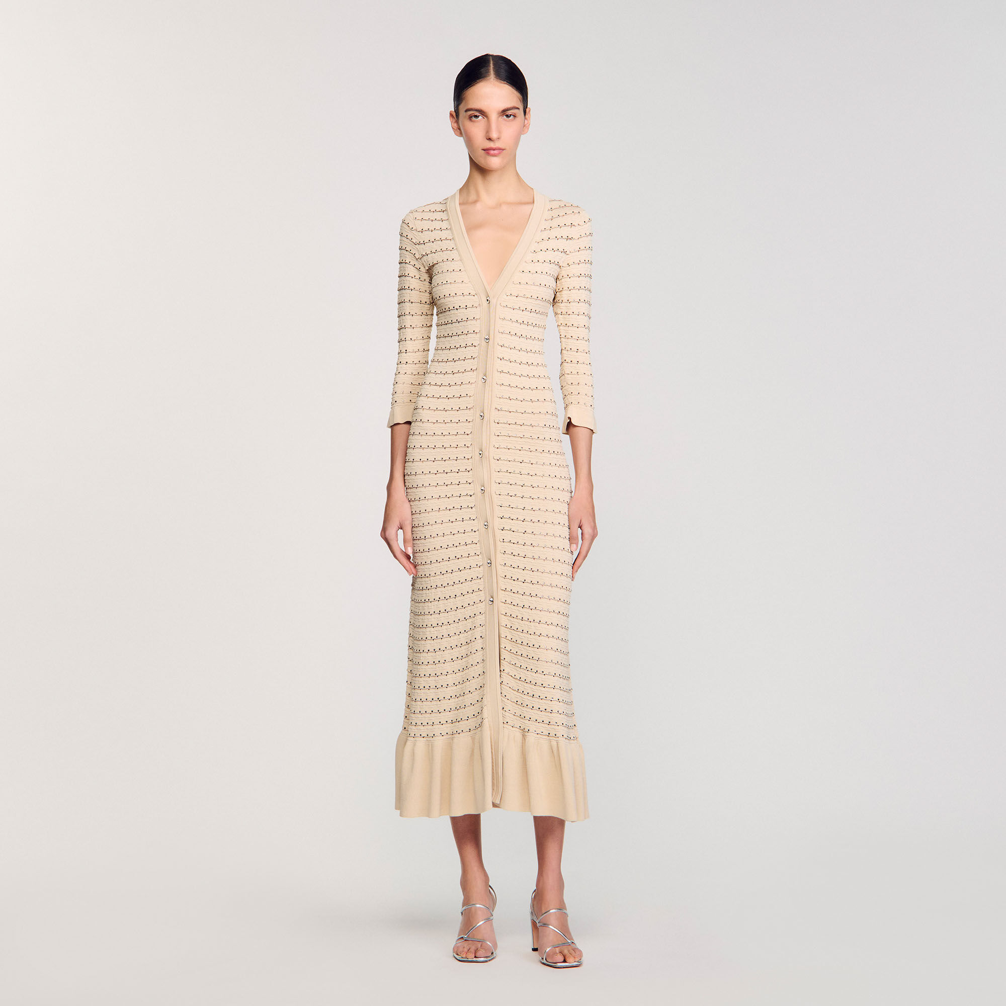 Lange jurk tricot met stras