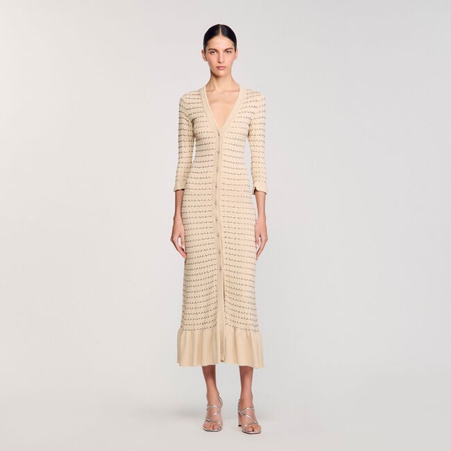 Lange jurk tricot met stras