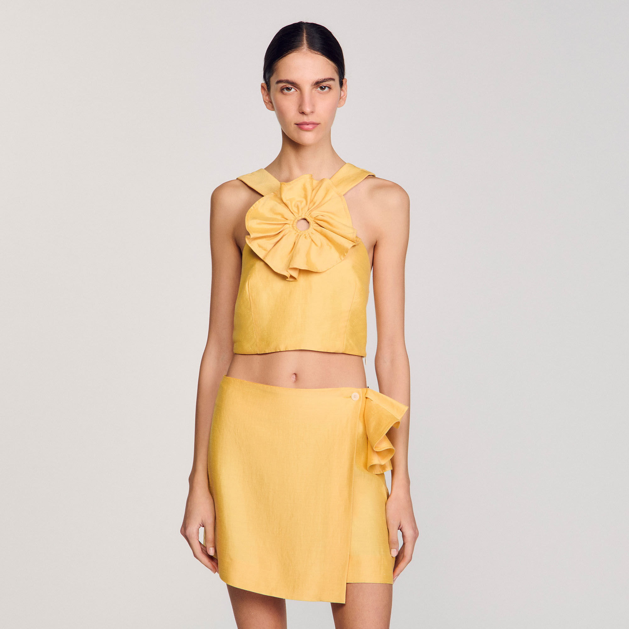 Korte top met volants