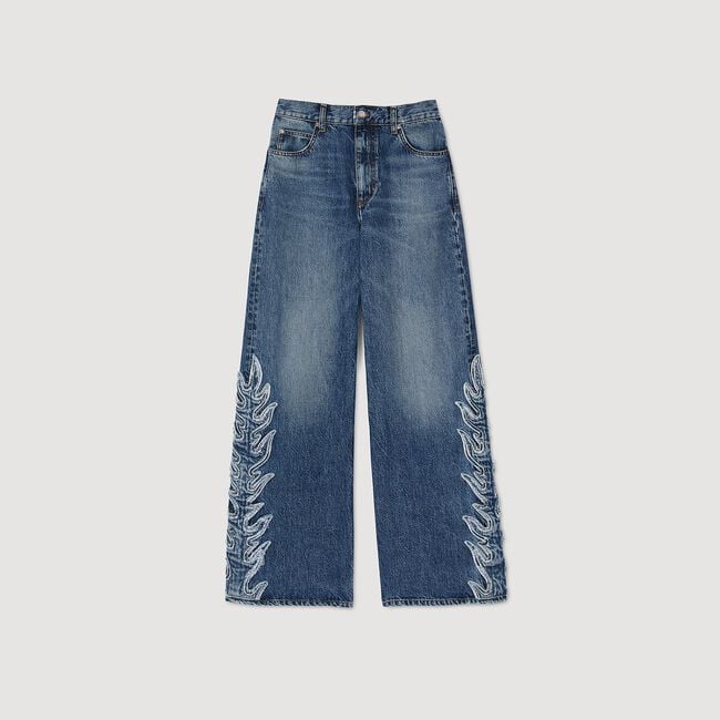 Flare jeans met vlammen