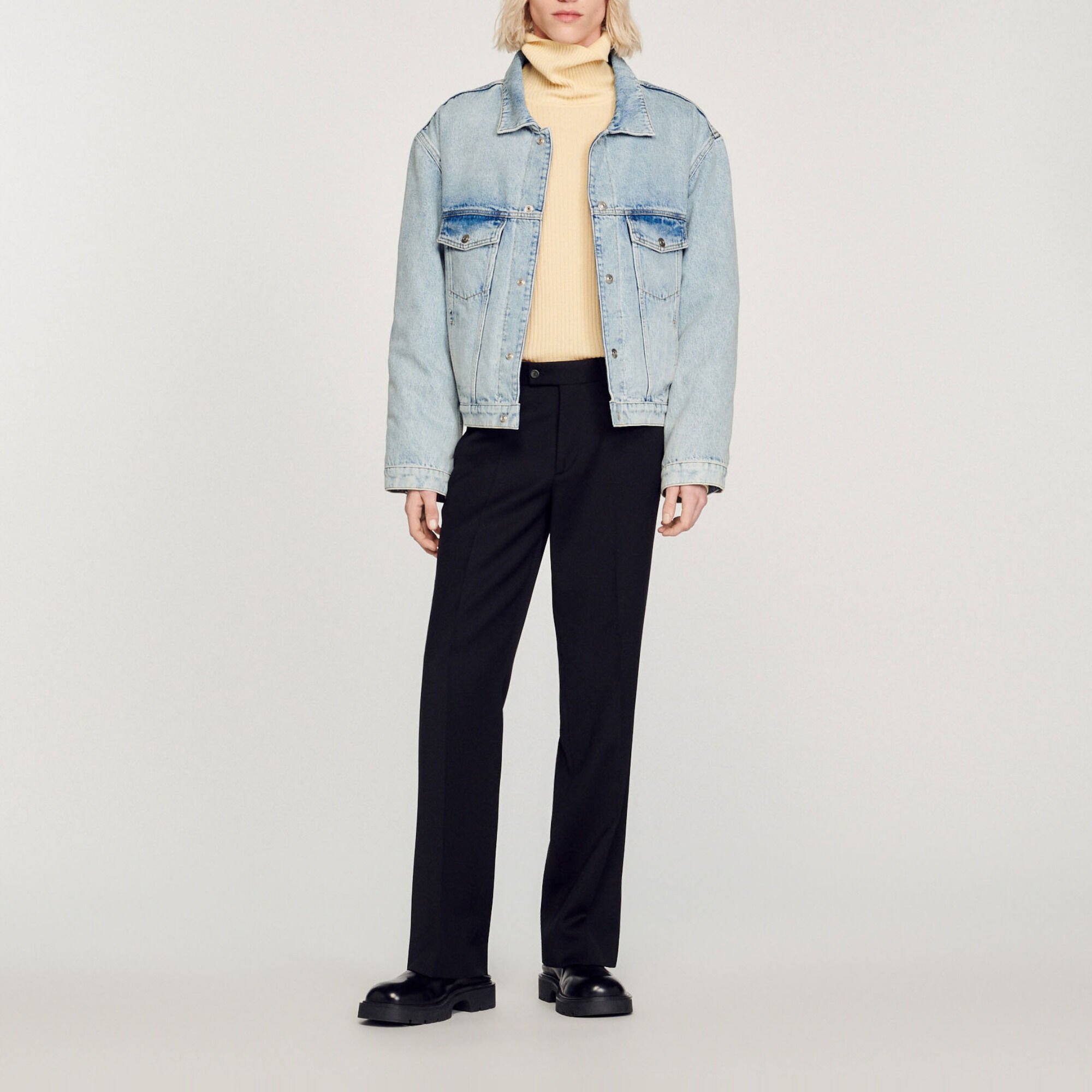 Denim jack van joggingstof