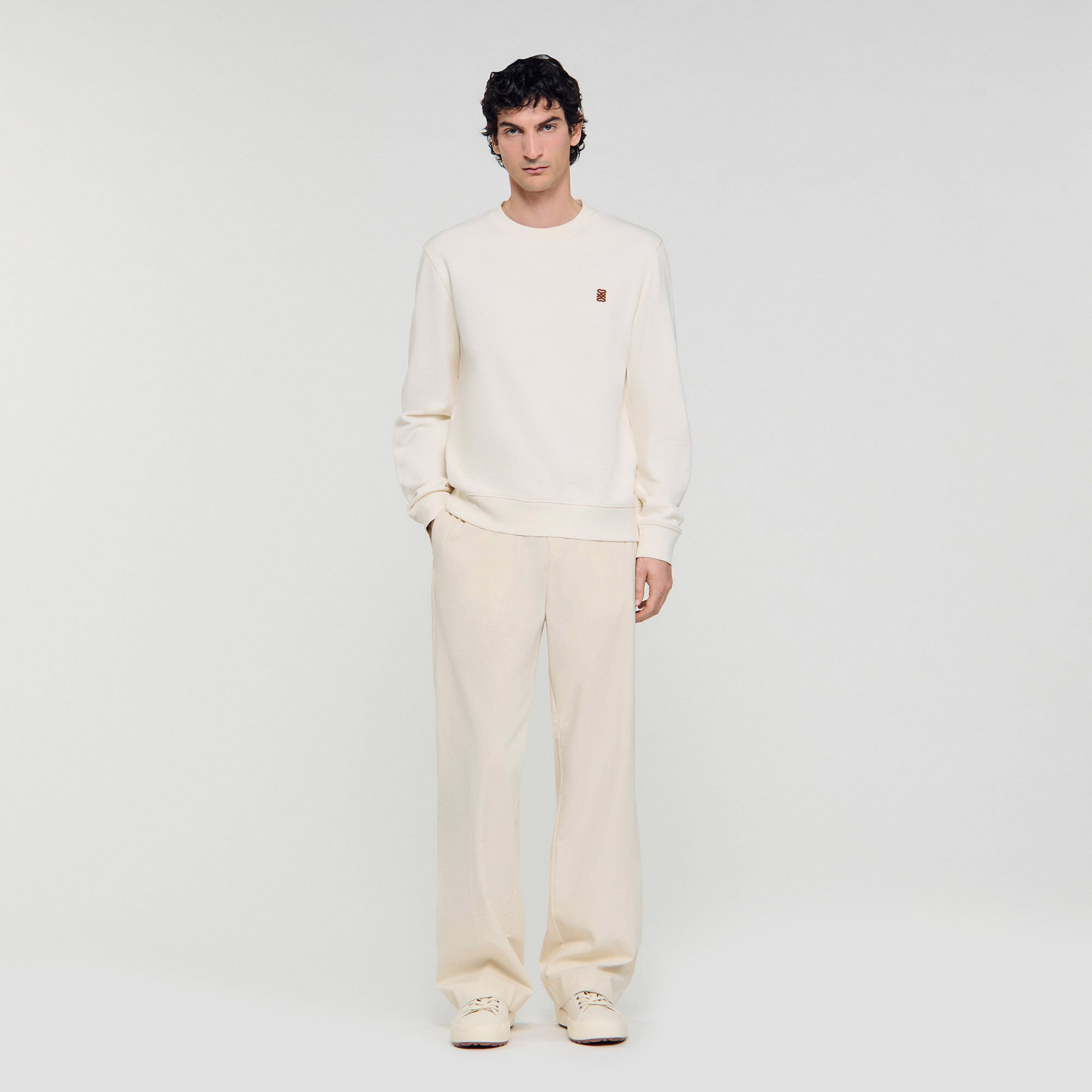 Sweatshirt oversized met leren patch