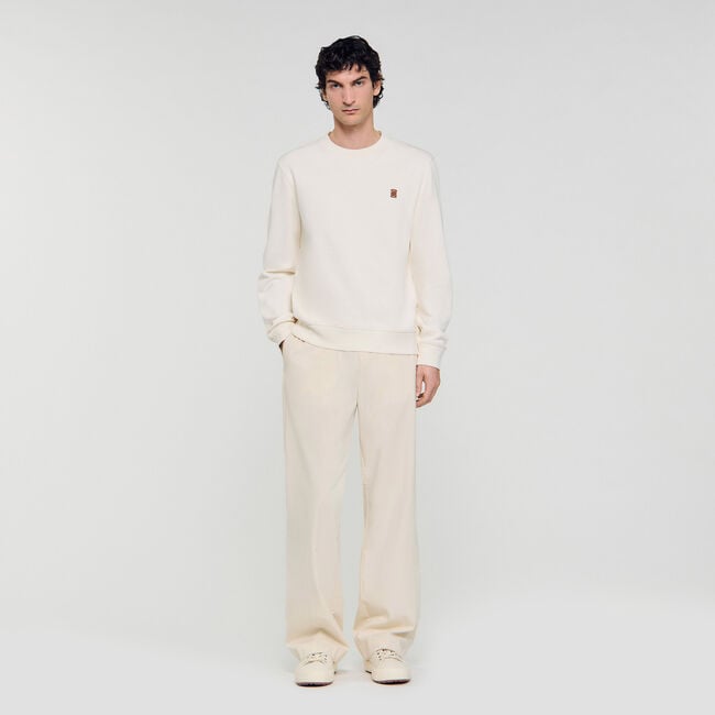 Sweatshirt oversized met leren patch