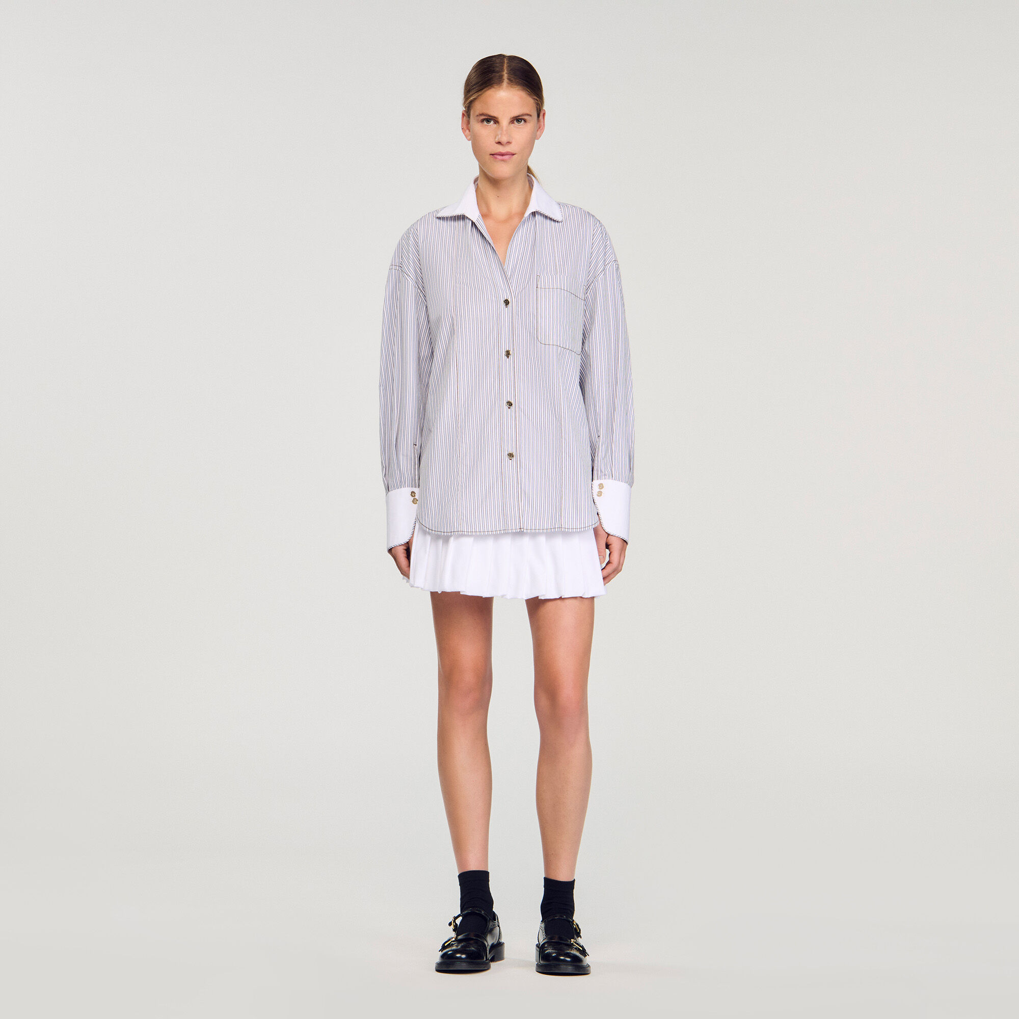 Overhemdblouse oversized gestreept