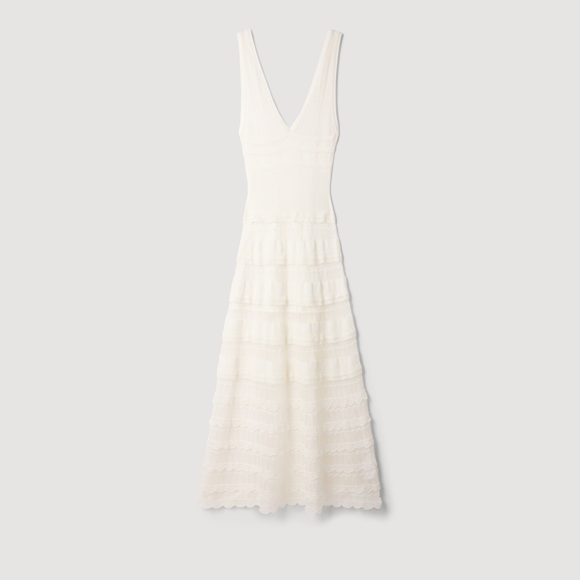 Lange jurk in pointelle-tricot