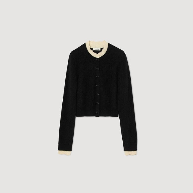 Cardigan vest met pointelle kraag