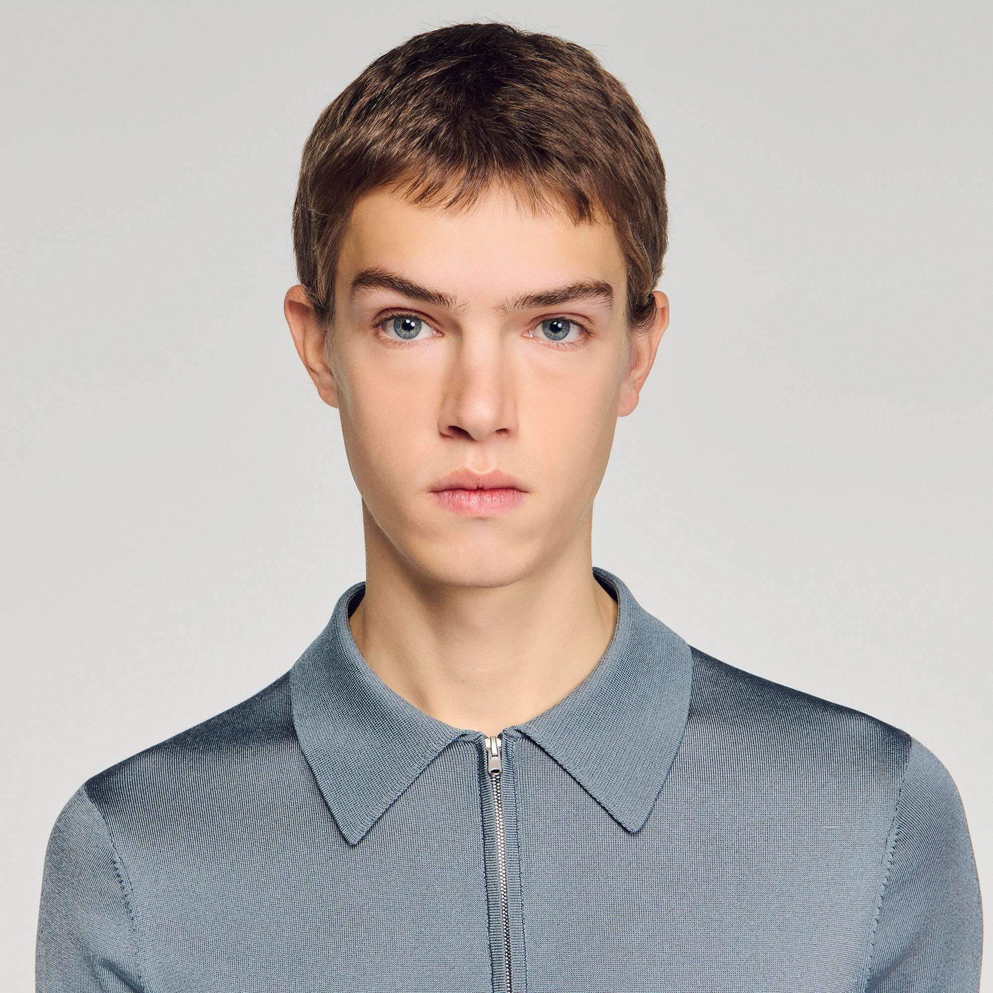 Gebreide polo met ritskraag