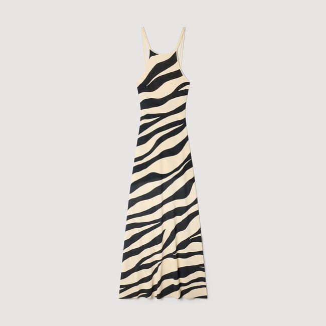 Lange jurk tricot zebraprint