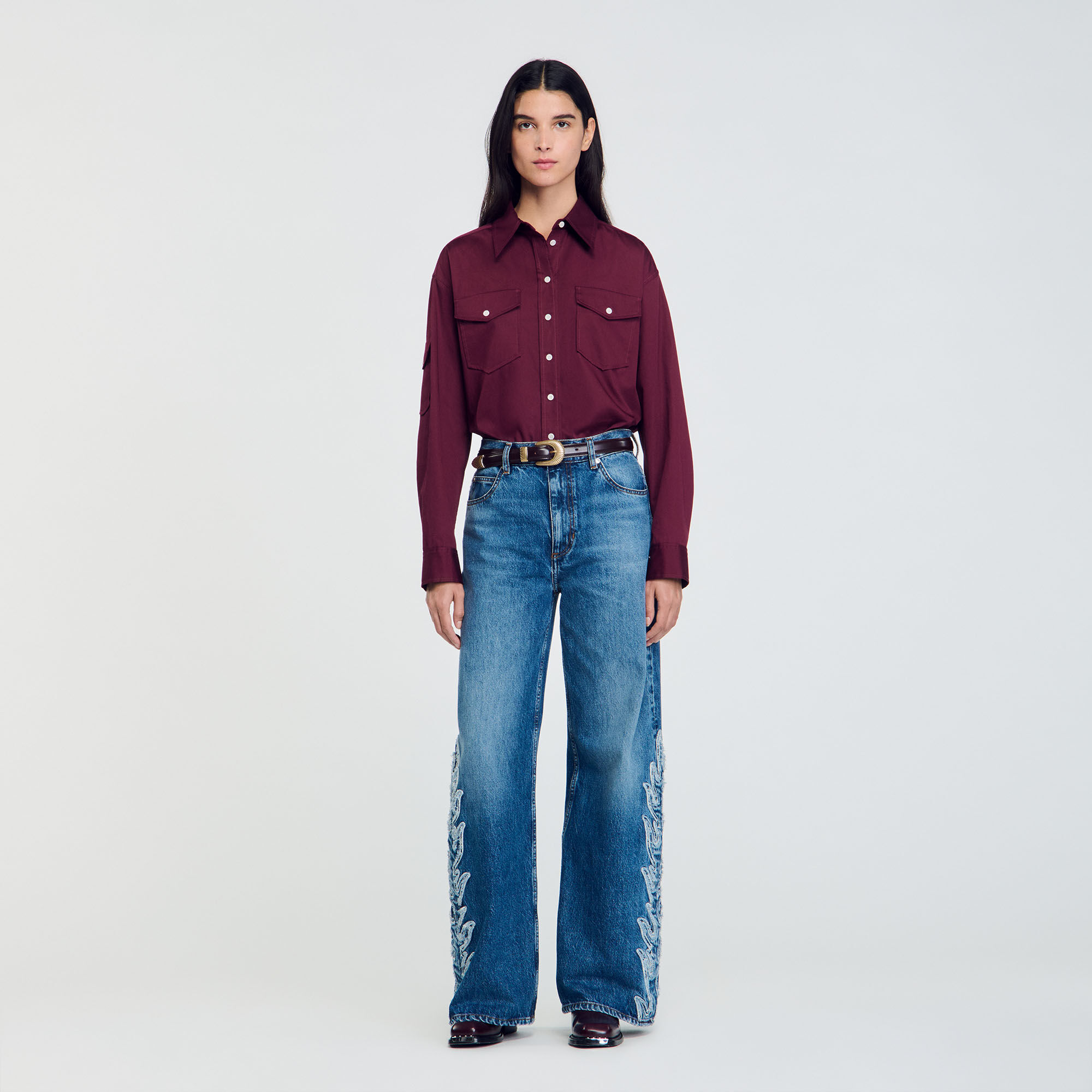 Katoenen overhemdblouse