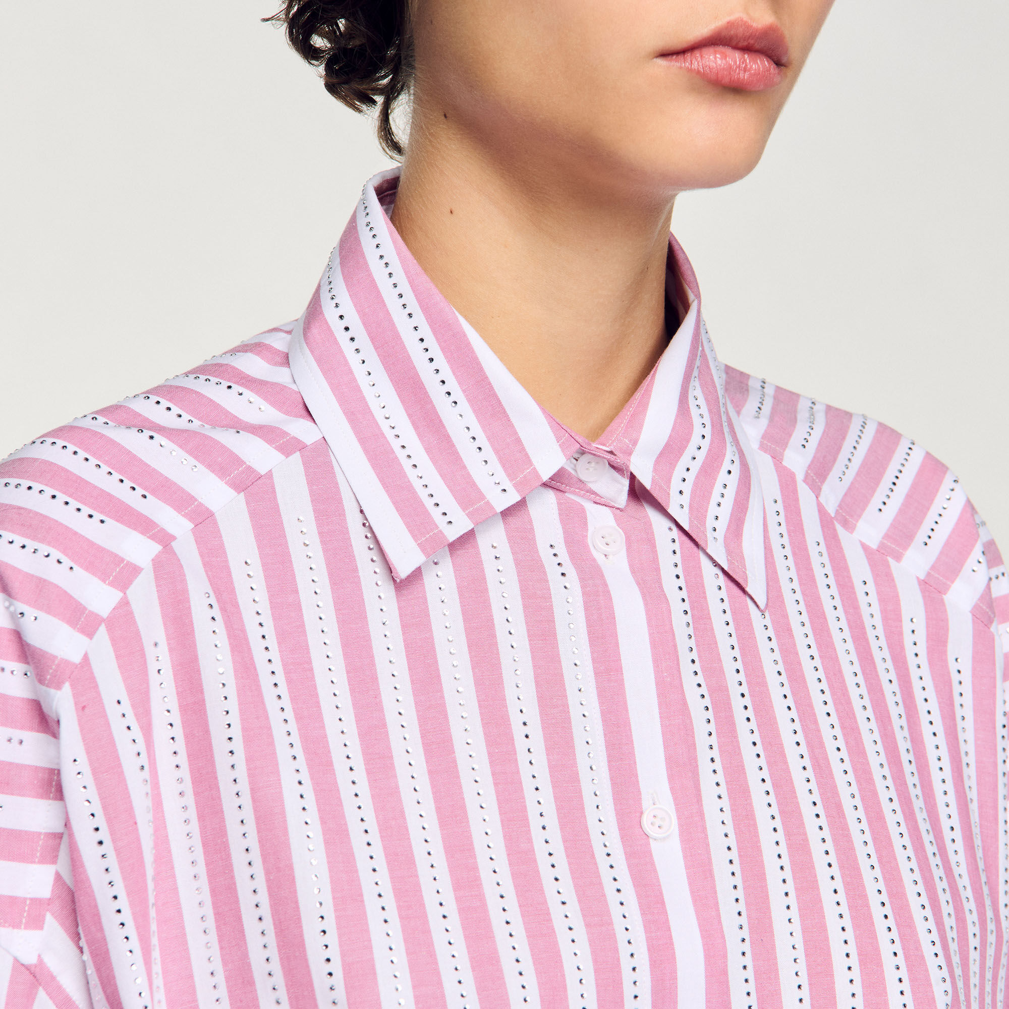 Overhemdblouse gestreept met stras