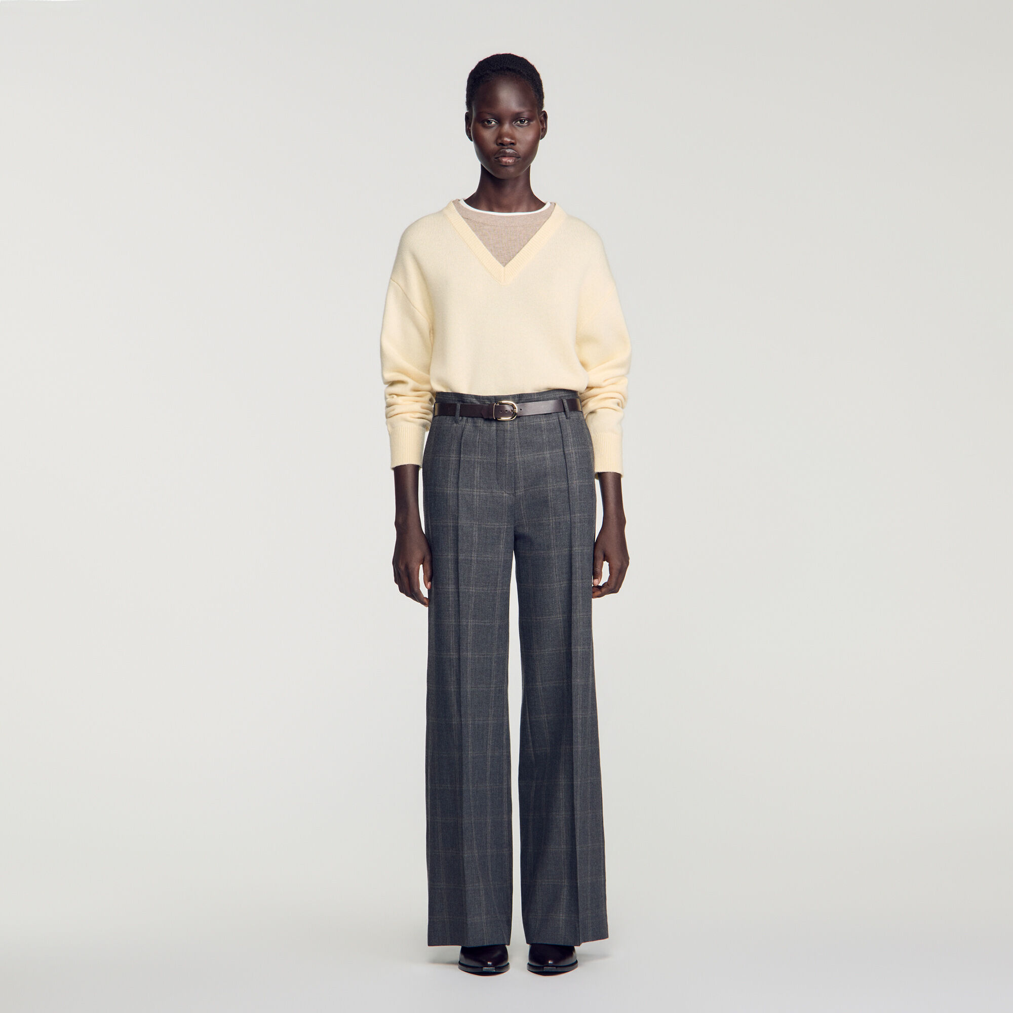 Rechte pantalon met ruitmotief - Vrouw | Sandro
