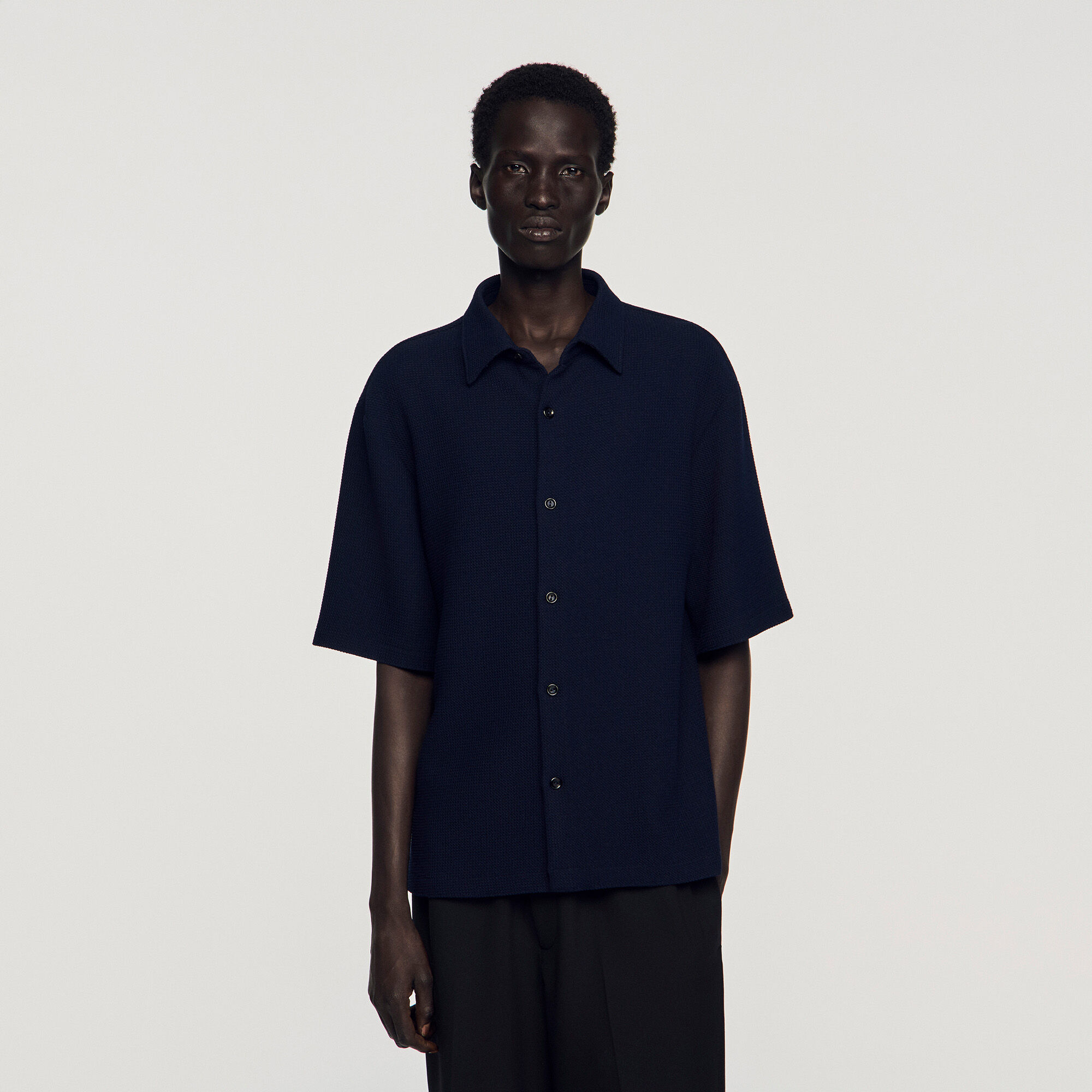 Overhemd met textuur en haaienkraag