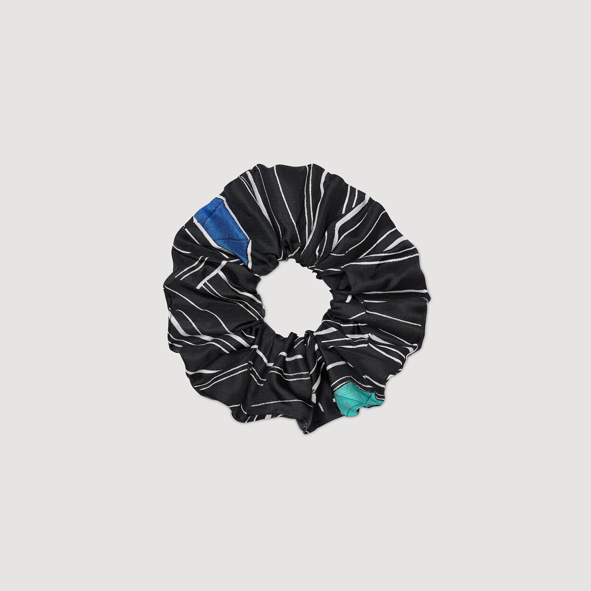 Scrunchie zijde gestreepte print