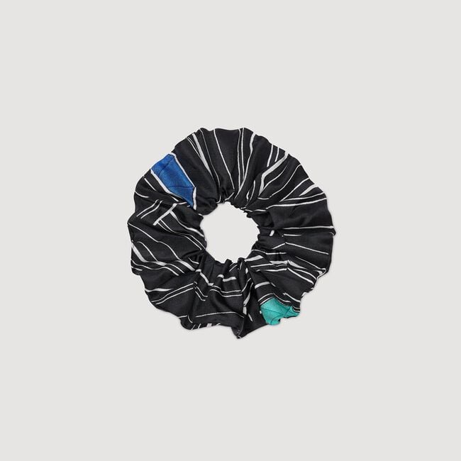 Scrunchie zijde gestreepte print