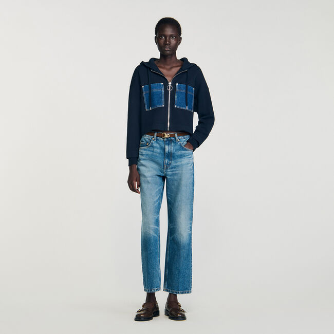 Sweatshirt gebreid en denim