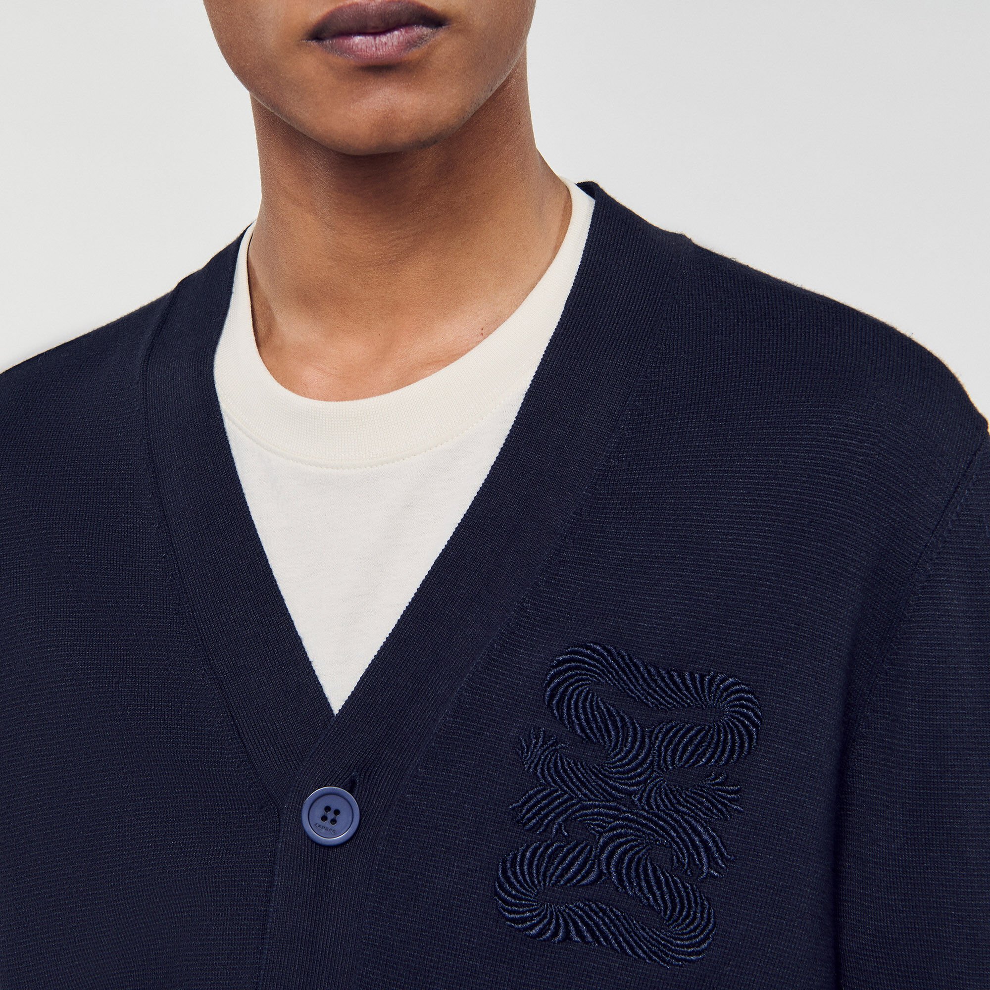 Cardigan vest met koordborduurwerk