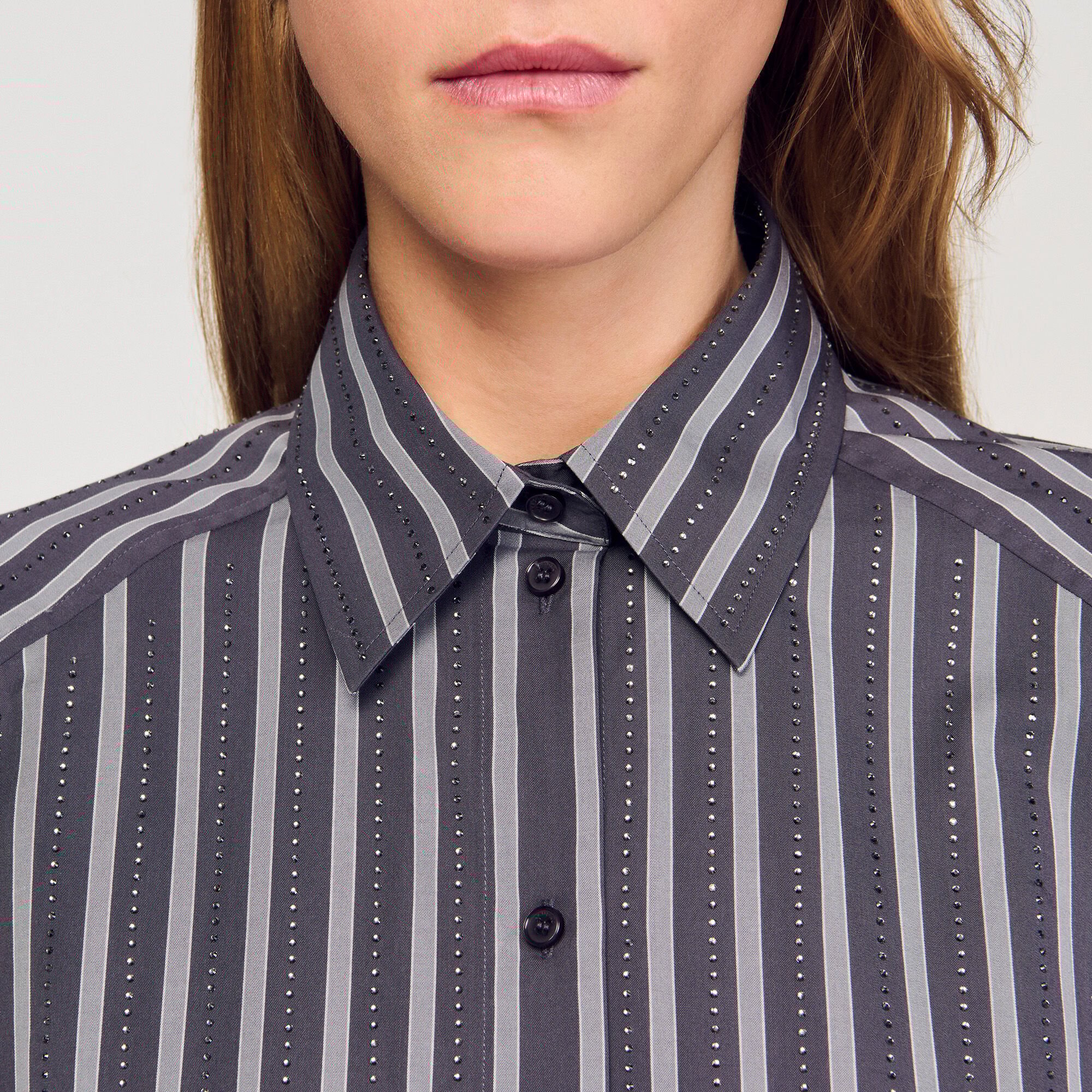 Oversized gestreepte blouse stras