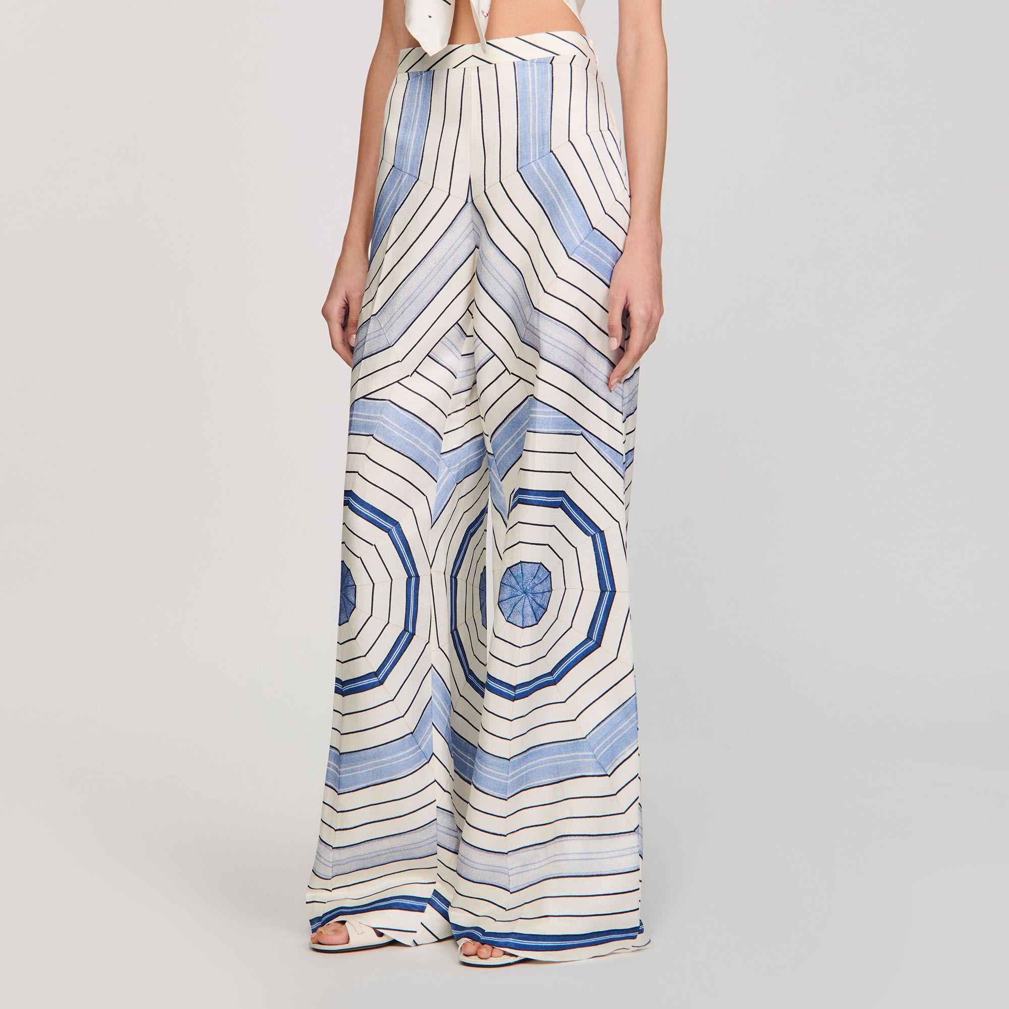 Pantalon wijd Spirales print