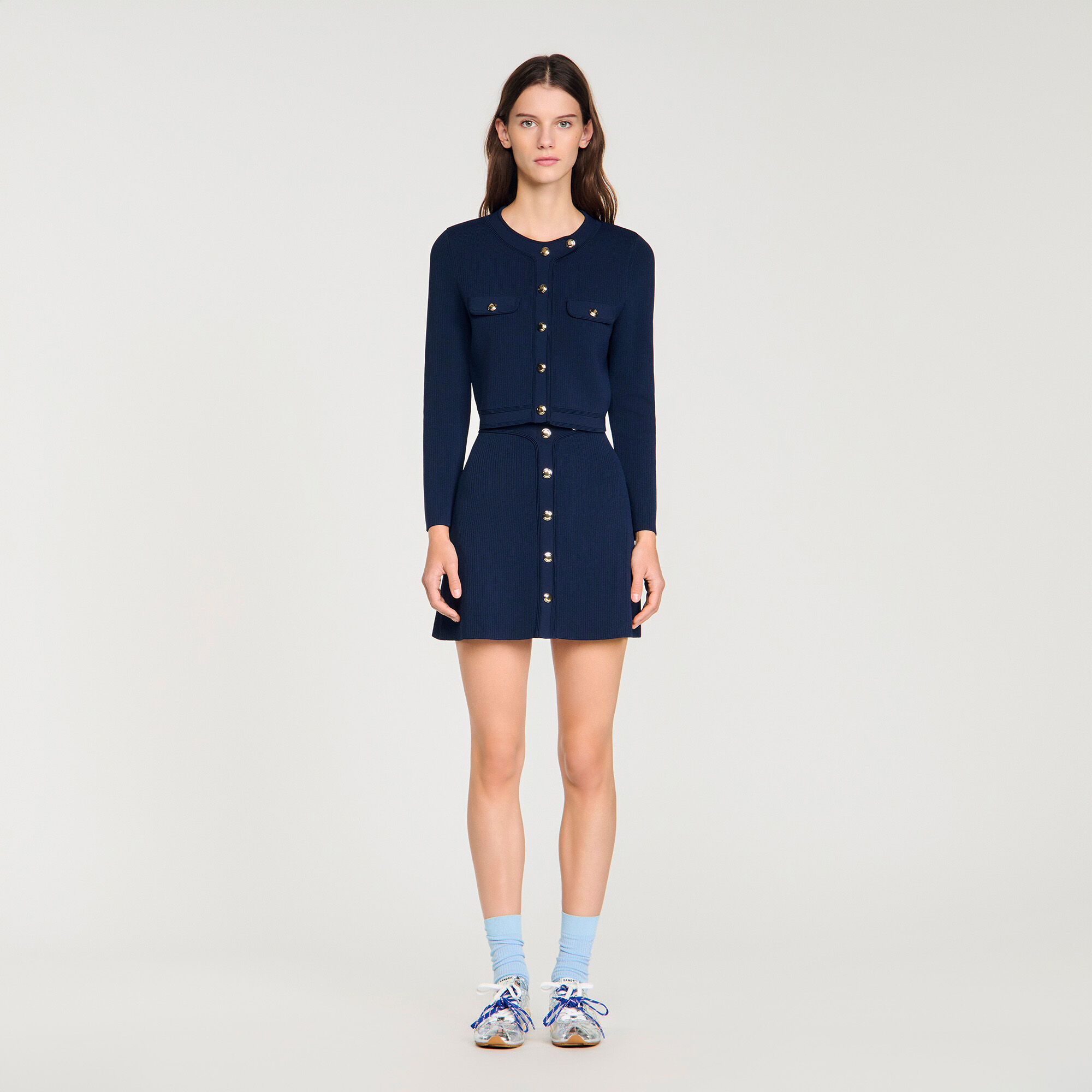 Cardigan vest kort ribgebreid