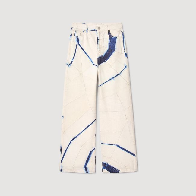 Jeans wijdvallend gestreepte print