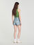 Jeansshort met leren detail