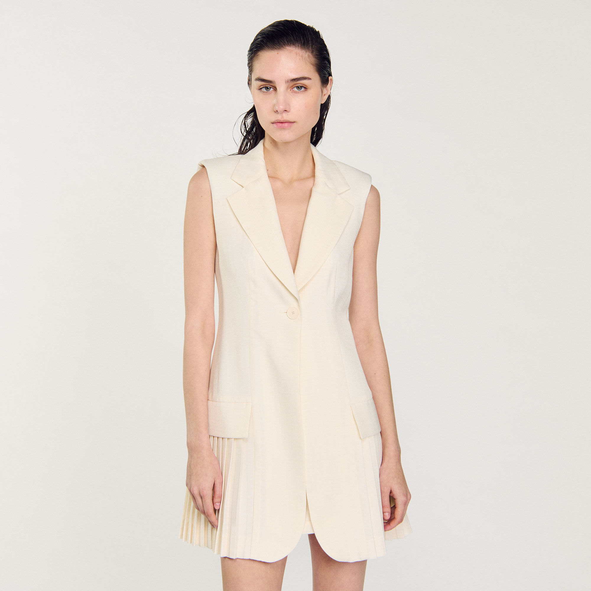 Korte jurk blazer stijl geplooid